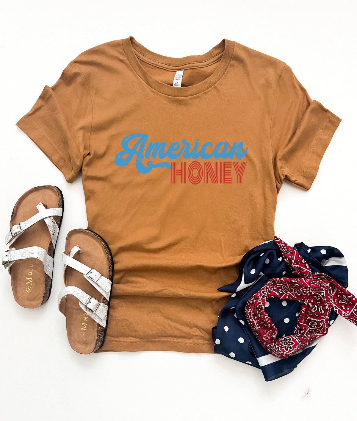 American honey tee Short sleeve patriotic tee Bella Canvas 3001 XS Toast 