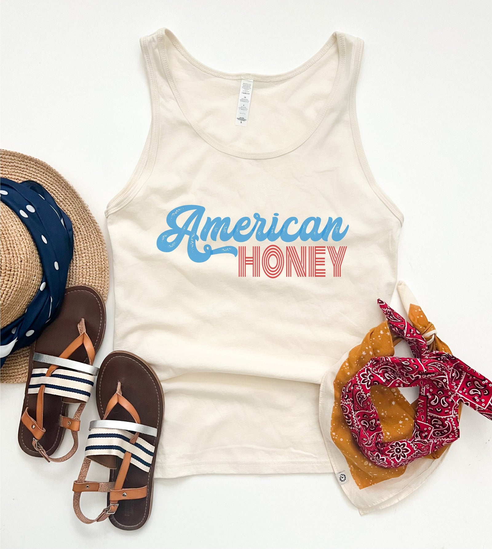 American honey unisex tank Patriotic unisex tank Bella Canvas 3480 cream 