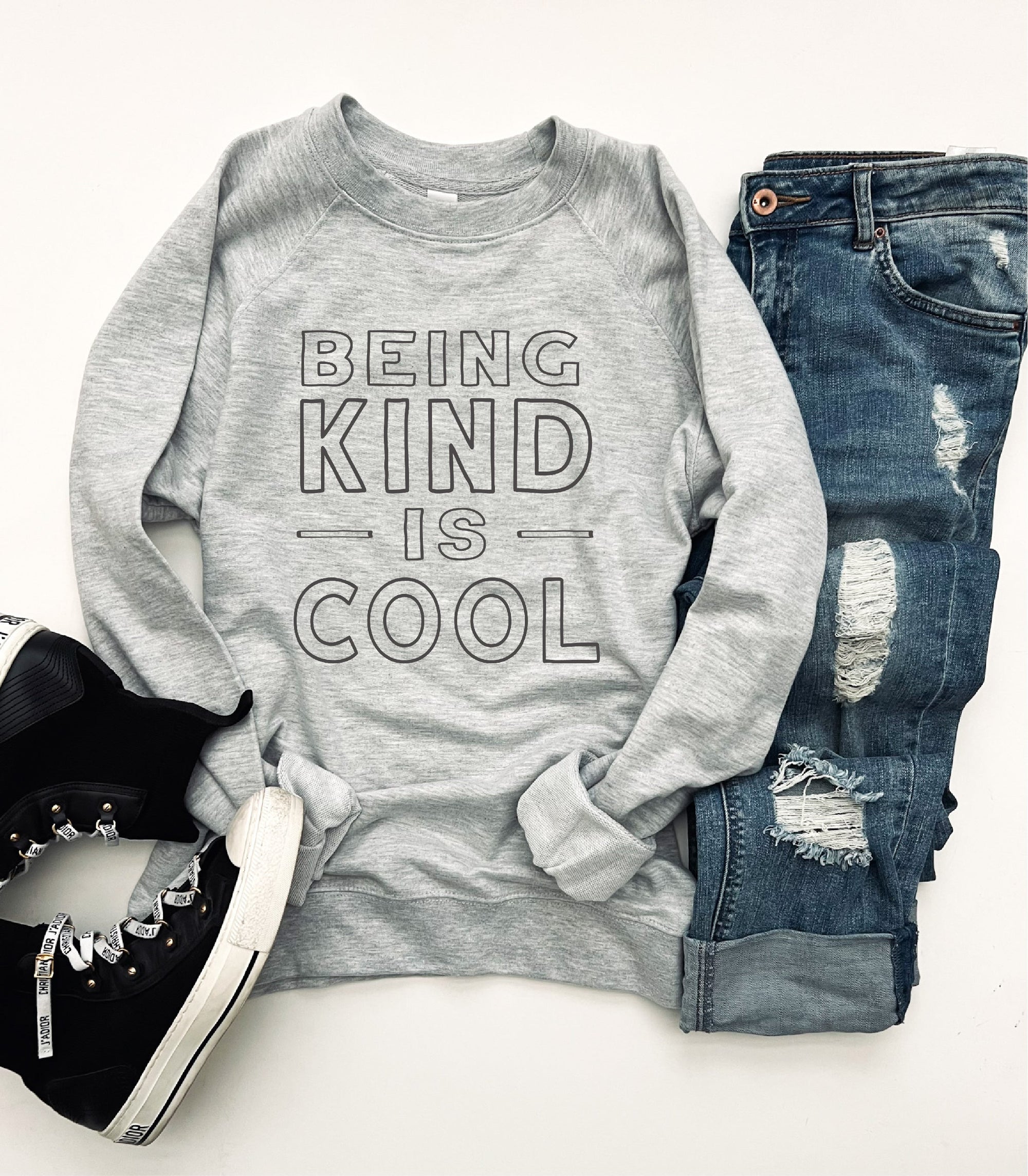 Being kind is cool french terry raglan Mom French Terry raglan Cotton heritage and lane seven French Terry raglan Athletic heather grey XS 