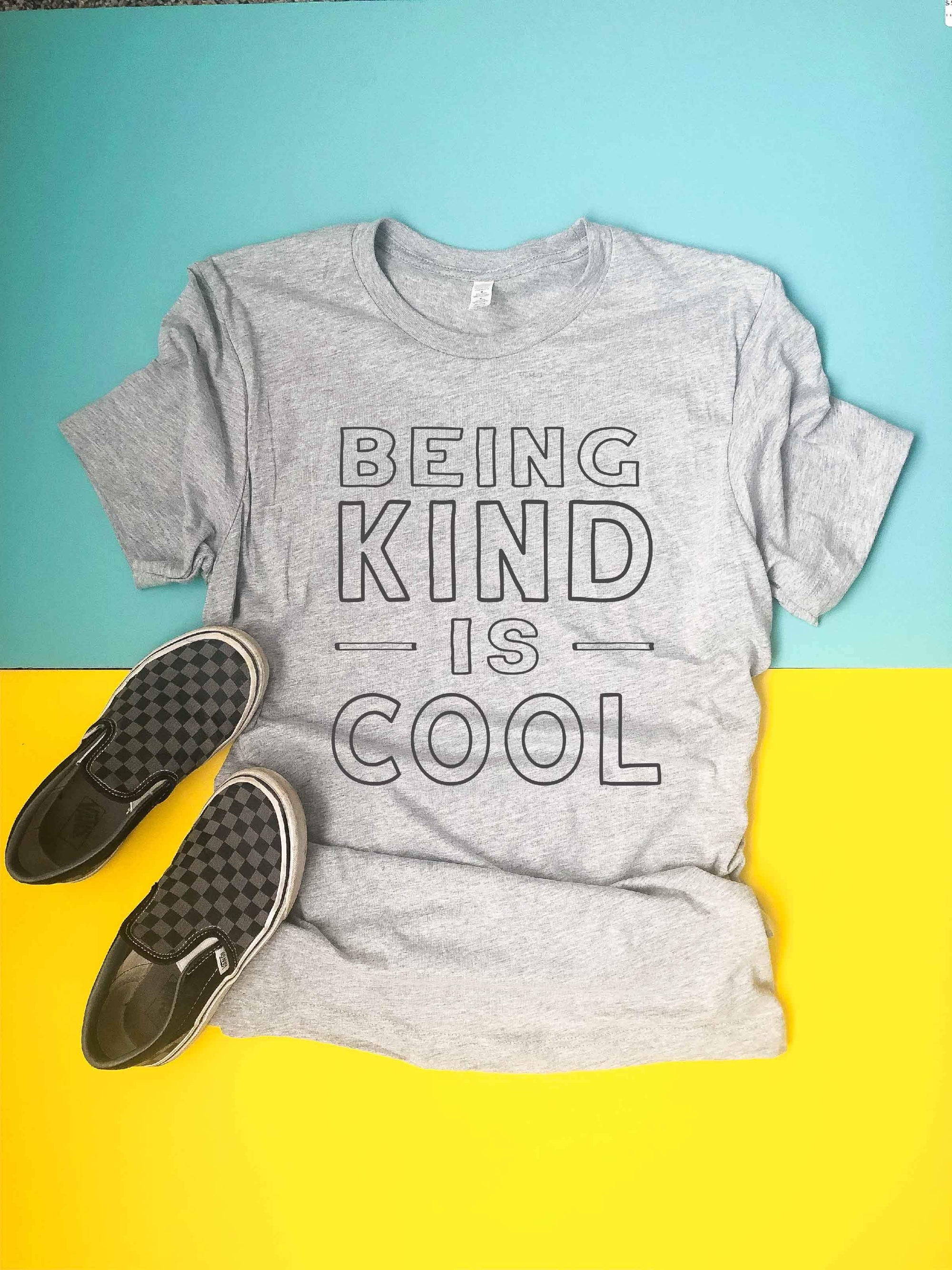 Being kind is cool kids tee Kids Short sleeve tee Next Level 3310 kids tee heather grey 