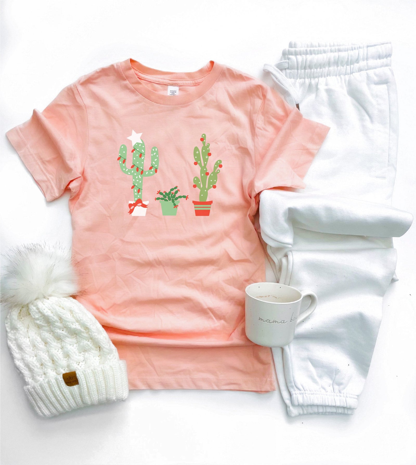 Christmas cactus tee Short sleeve holiday tee Bella Canvas 3001 