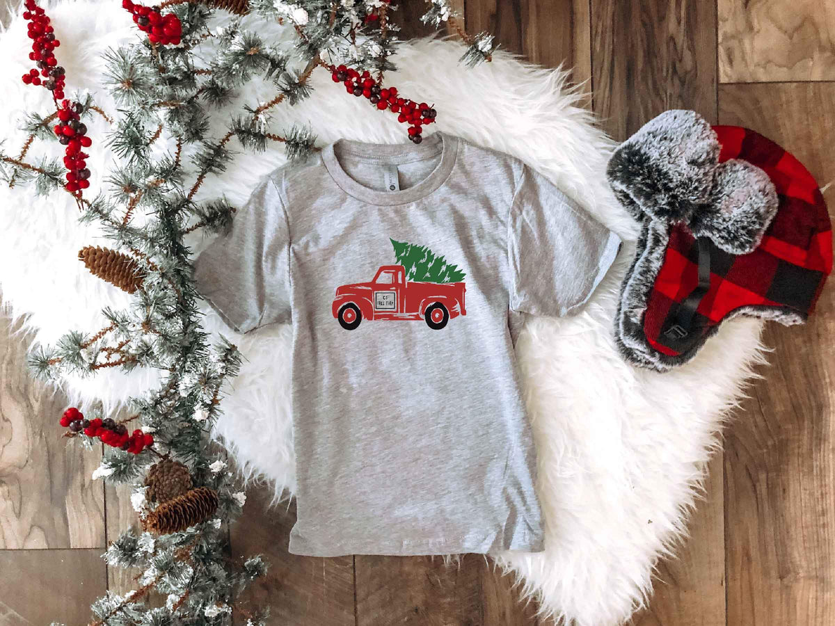Christmas truck kids tee Kids short sleeve holiday tee Next level 3310 