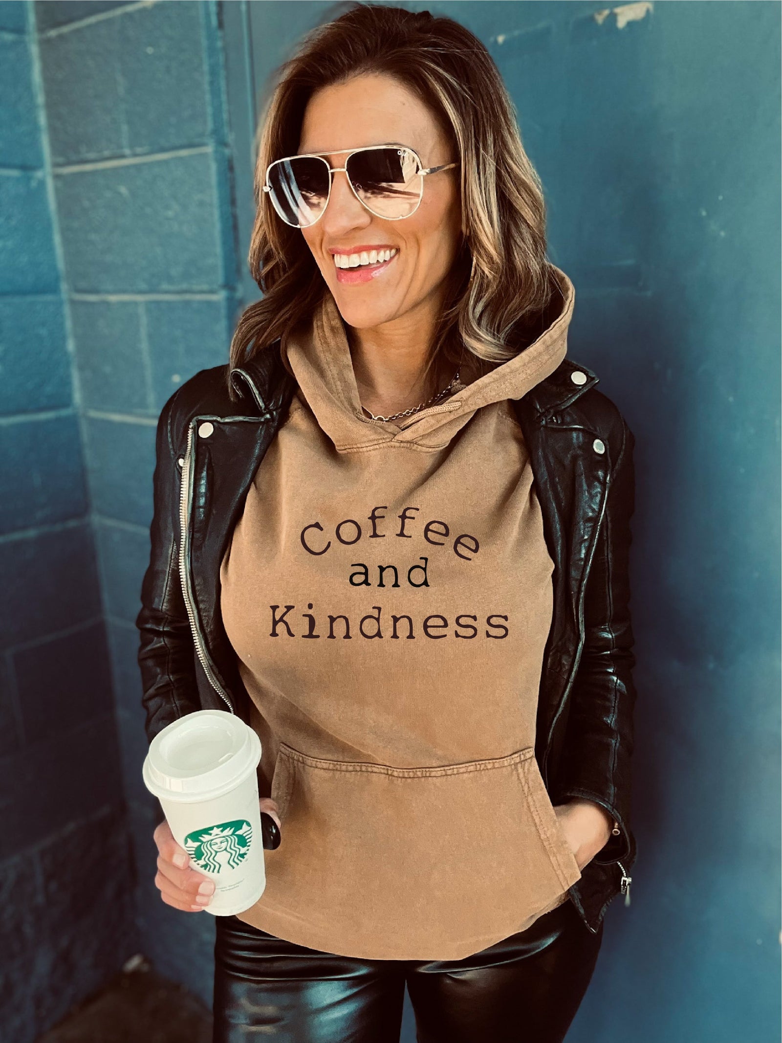 Coffee and kindness vintage wash hoodie Holiday French Terry raglan Lane seven vintage wash hoodie 