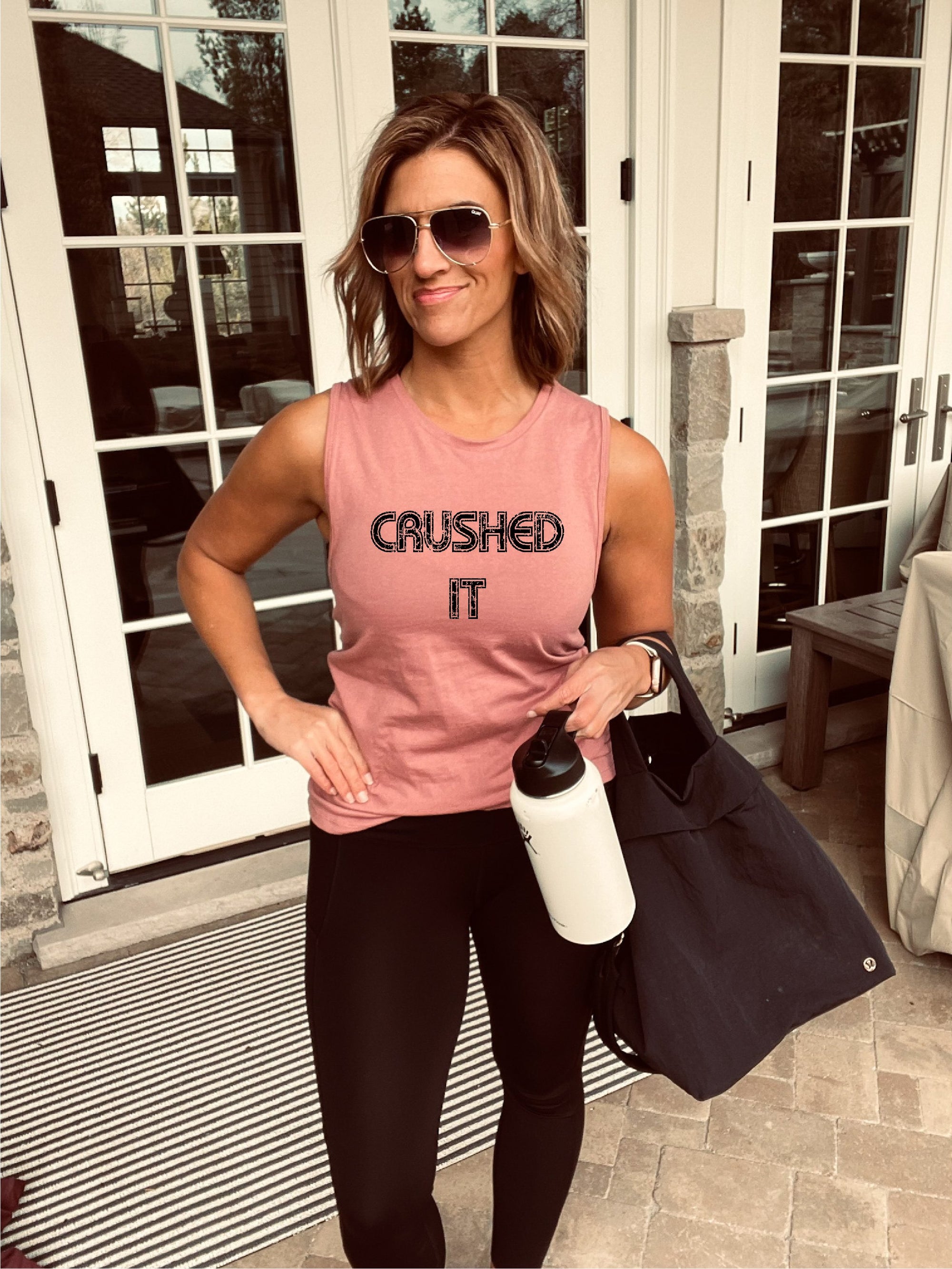 Crushed it women's muscle tank Fitness tank Bella canvas 6003 mauve 