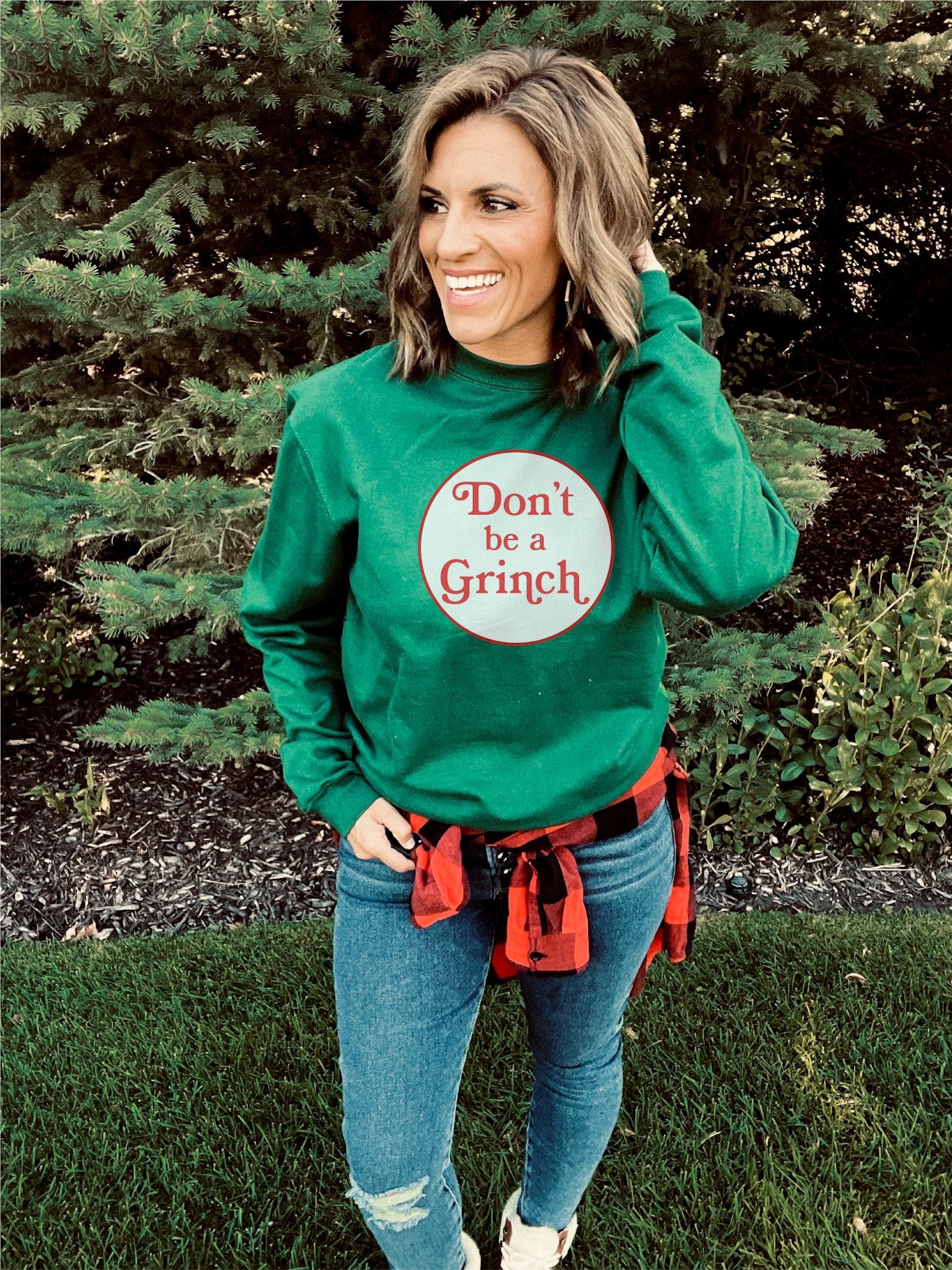 Don't be a grinch sweatshirt Holiday French Terry raglan Independent Trading company lightweight sweatshirt 