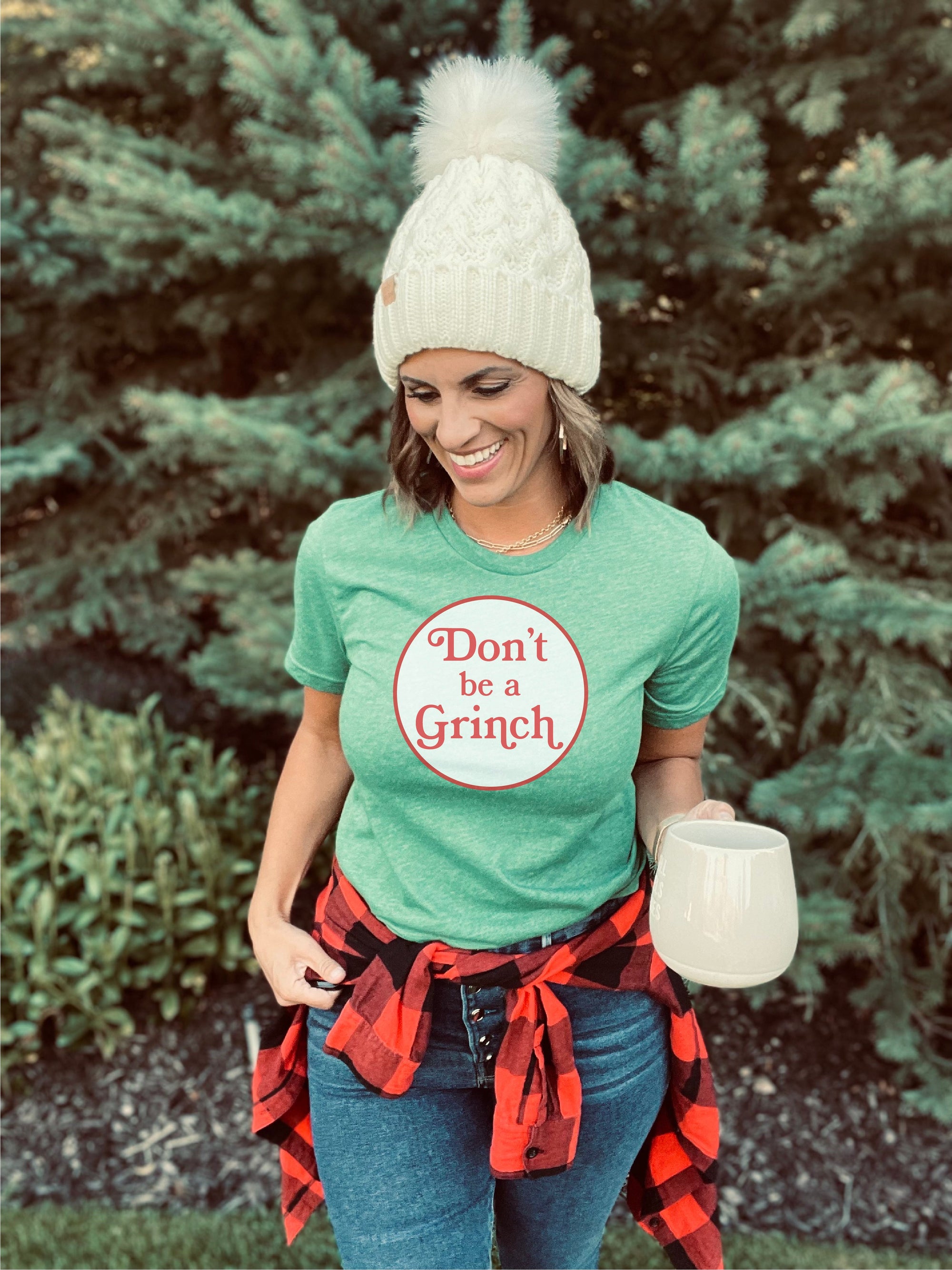 Don't be a grinch tee Short sleeve holiday tee Bella Canvas 3001 grass green 