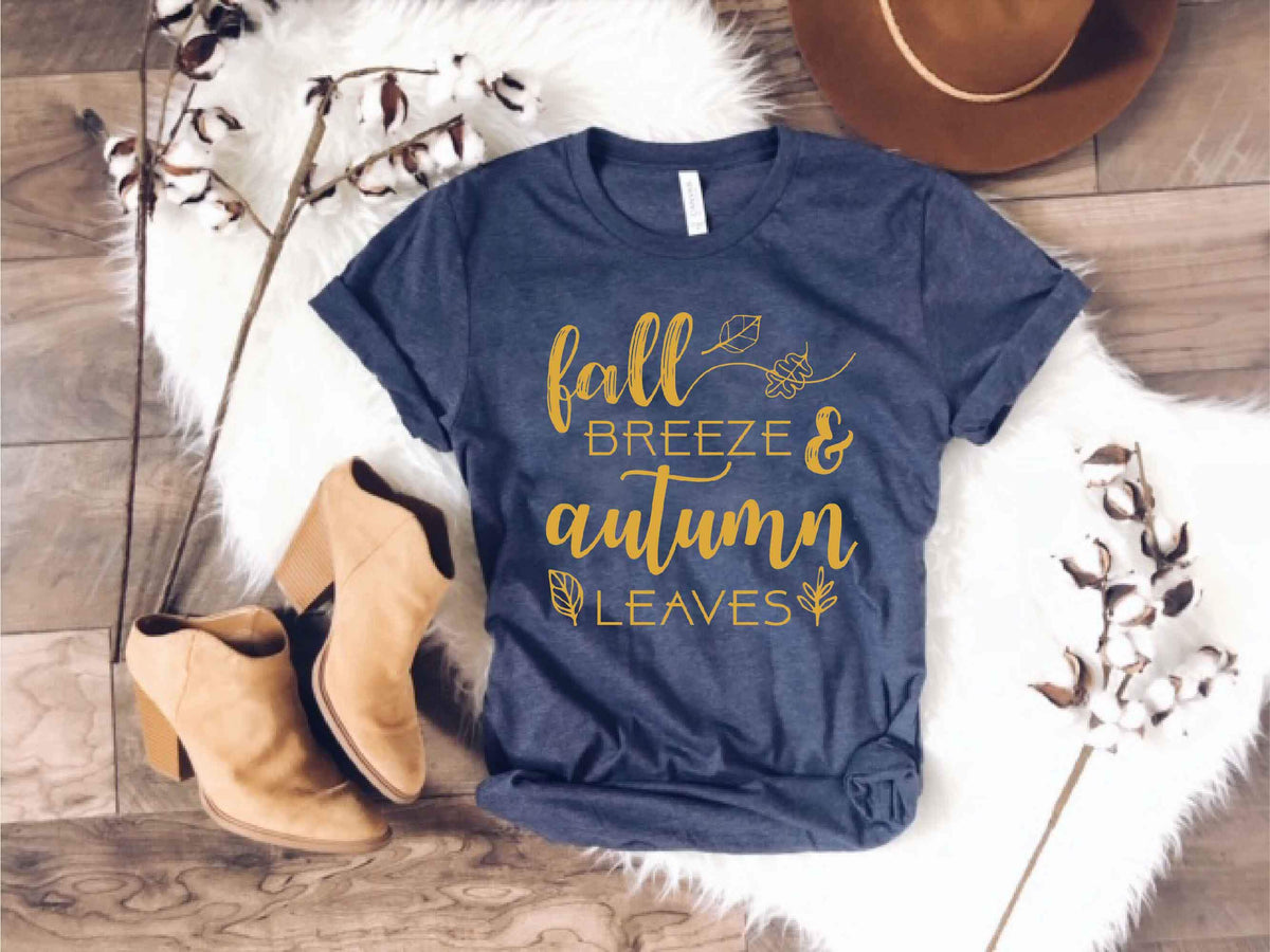 Fall Breeze Short sleeve fall tee Bella canvas 3001 heather maroon 