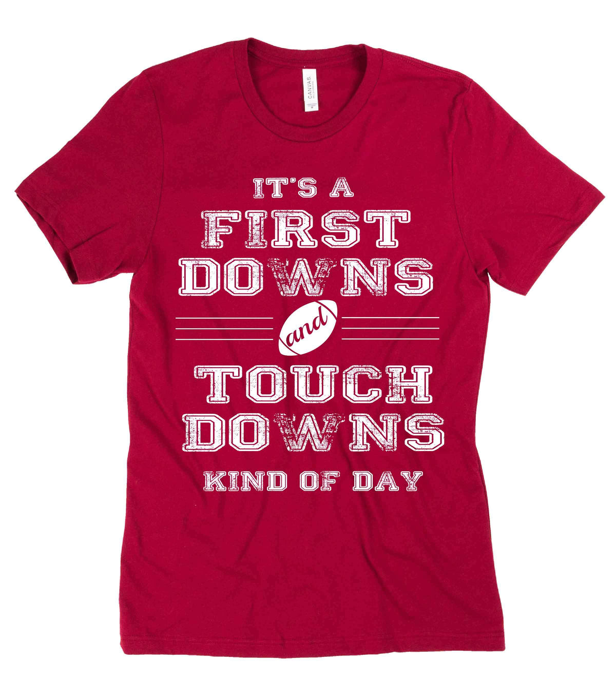 First Downs and Touchdowns Short sleeve football tee Bella canvas and Next Level XS Cardinal red(OU) 
