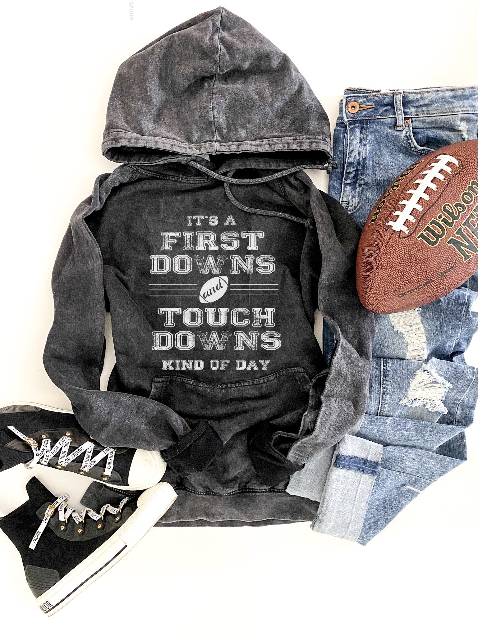 First downs and touchdowns unisex vintage wash hoodie Football hoodie Lane Seven vintage hoodie 