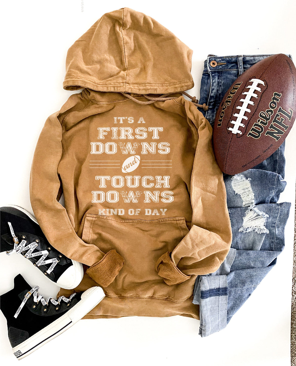 First downs and touchdowns unisex vintage wash hoodie Football hoodie Lane Seven vintage hoodie 
