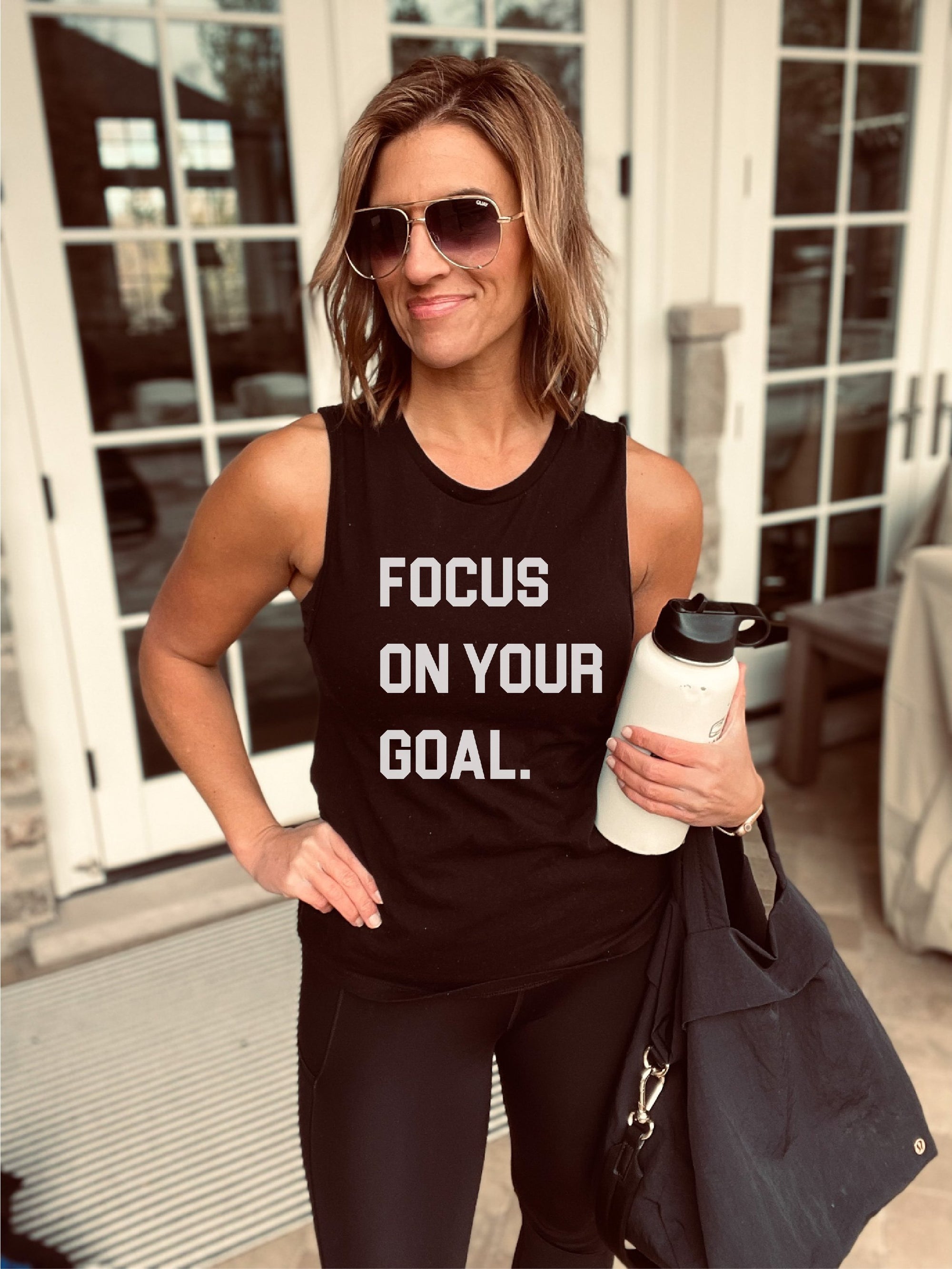 Focus on your goal- unisex muscle tank Fitness tank Bella canvas unisex muscle tank- royal blue 