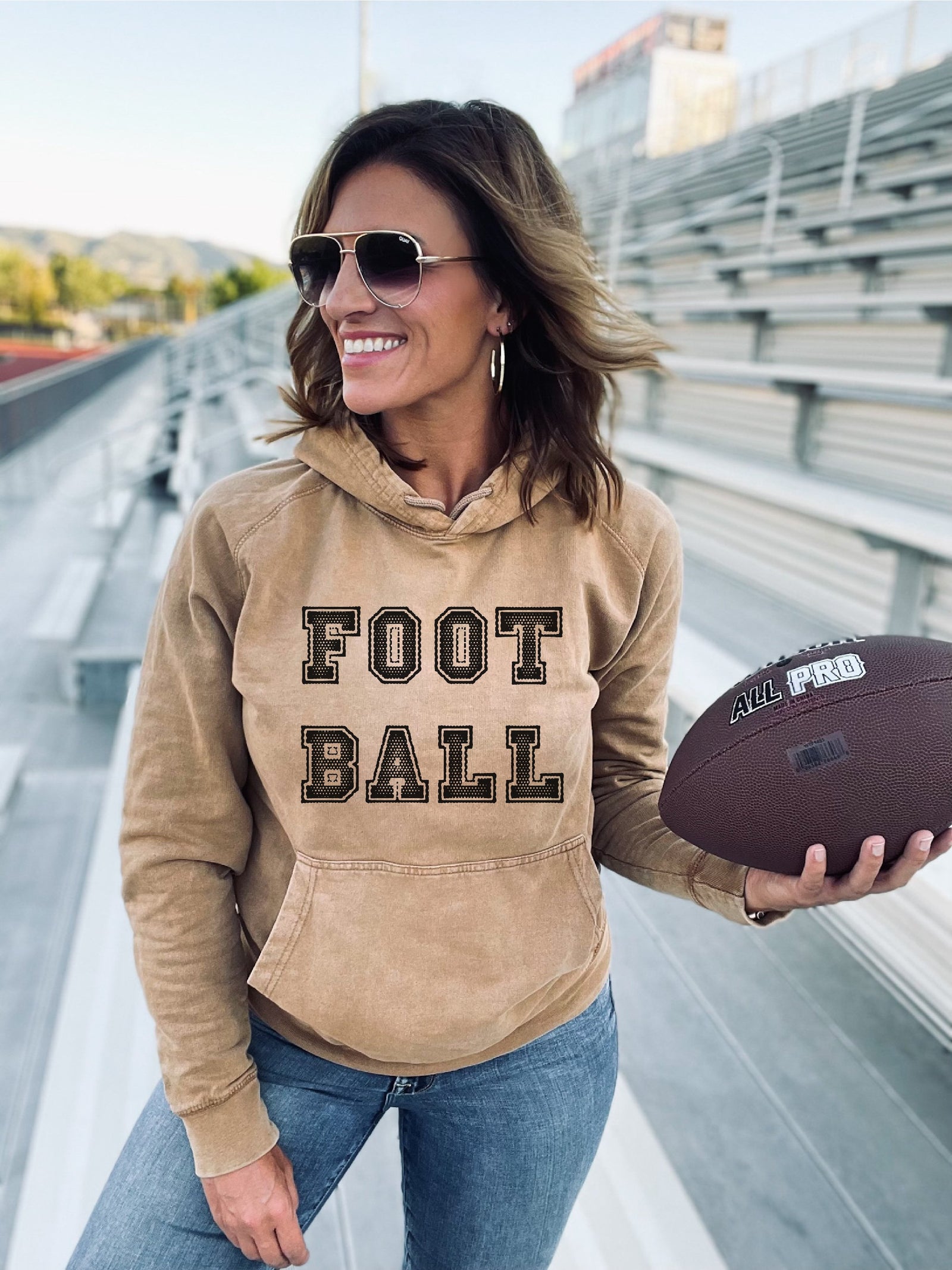 Football unisex vintage wash hoodie Football hoodie 