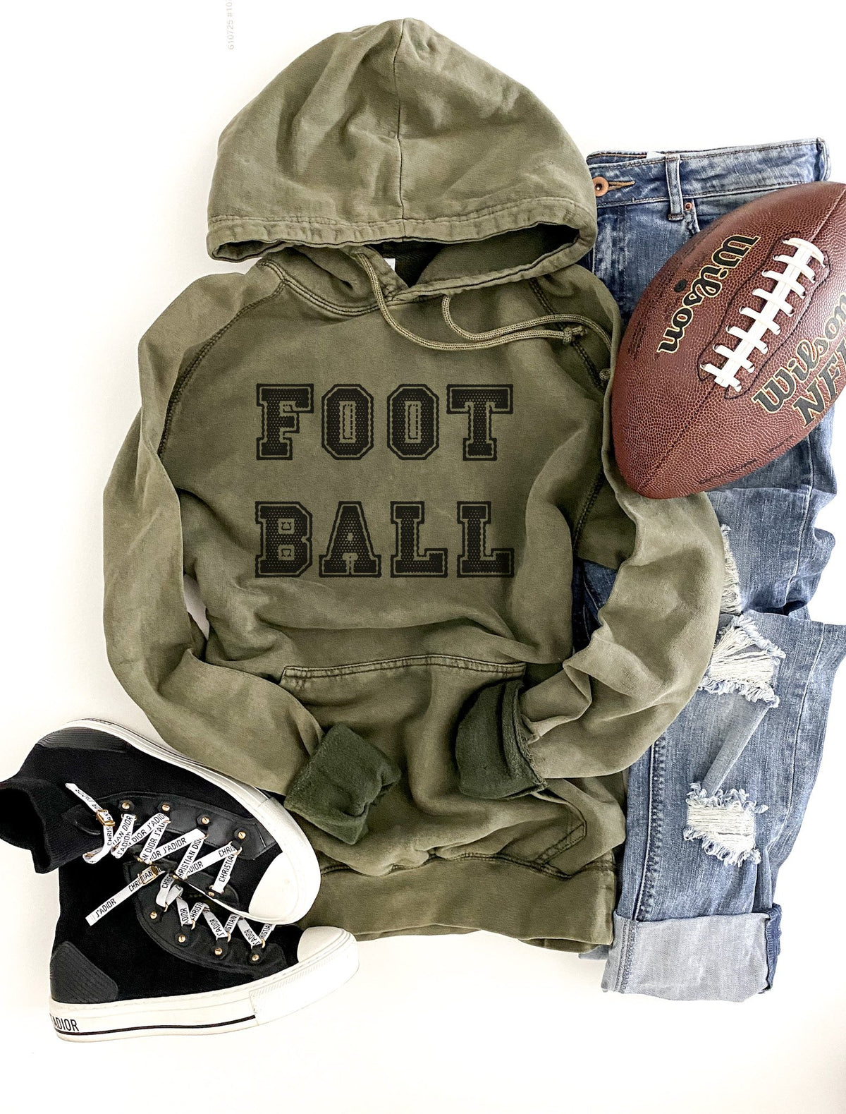 Football unisex vintage wash hoodie Football hoodie Lane Seven vintage hoodie XS Vintage olive 