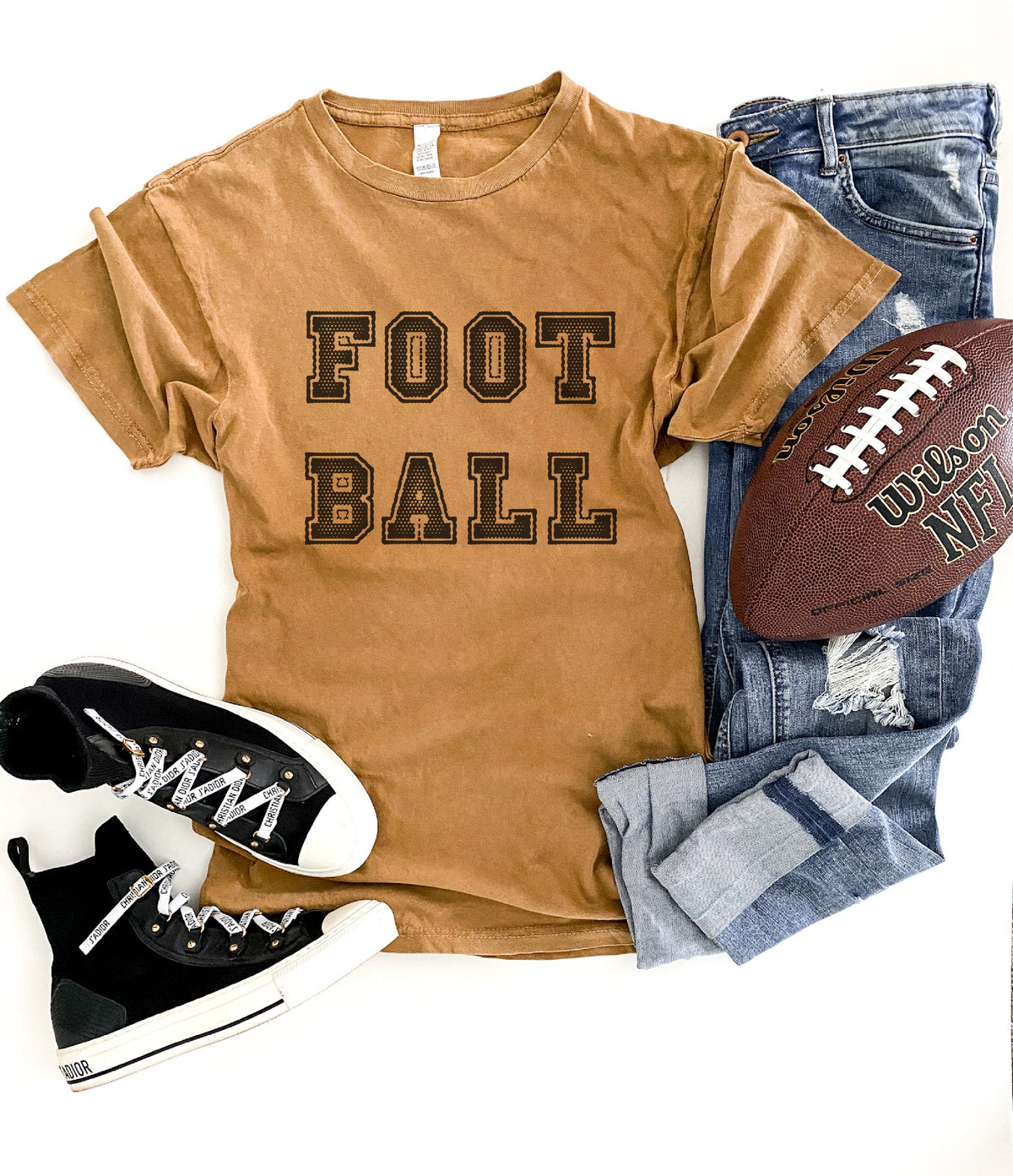 Football unisex vintage wash tee Short sleeve football tee Lane seven vintage wash tee XS Vintage camel 