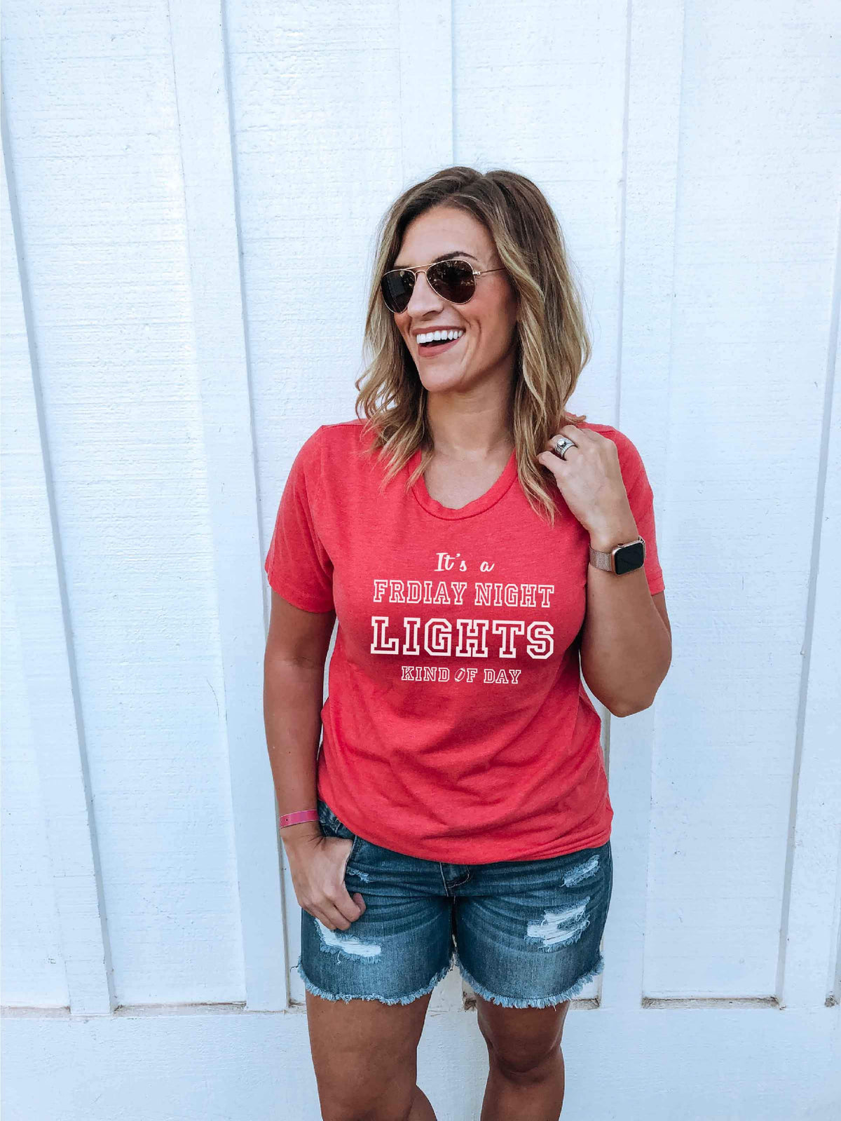 Friday night lights tee Short sleeve football tee Bella canvas and Next Level M Heather red 