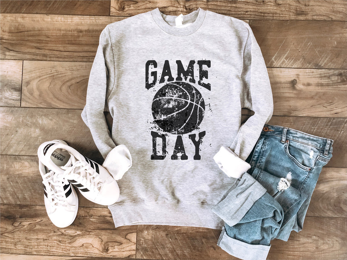 Gameday grunge basketball fleece sweatshirt Basketball sweatshirt CH fleece sweatshirt adobe Lane seven heather grey XS Athletic heather grey 