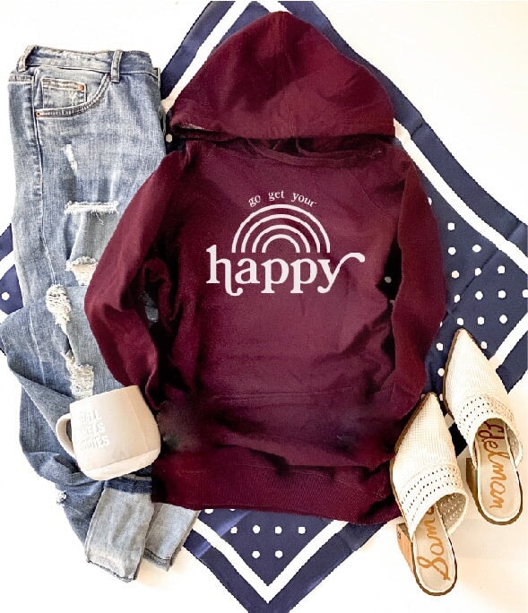 Go get your happy fleece hoodie Miscellaneous hoodie Cotton heritage lightweight fleece hoodie 
