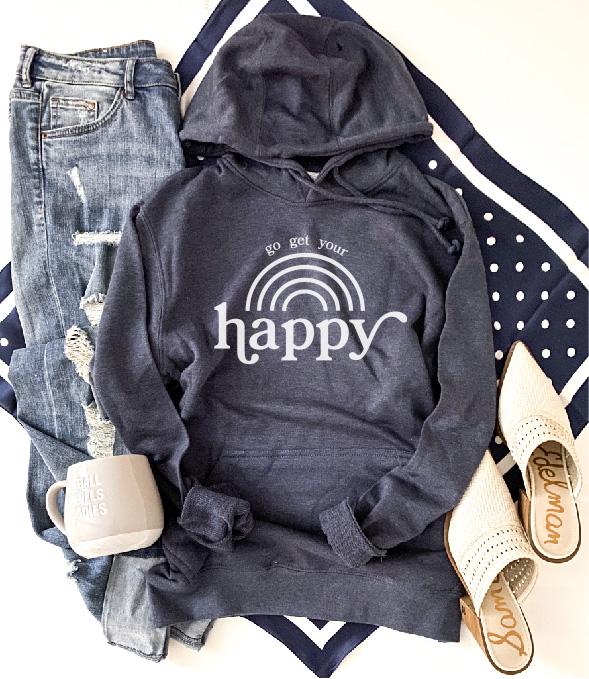 Go get your happy french terry hoodie Fall French Terry hoodie Lane seven and cotton heritage French Terry raglans 