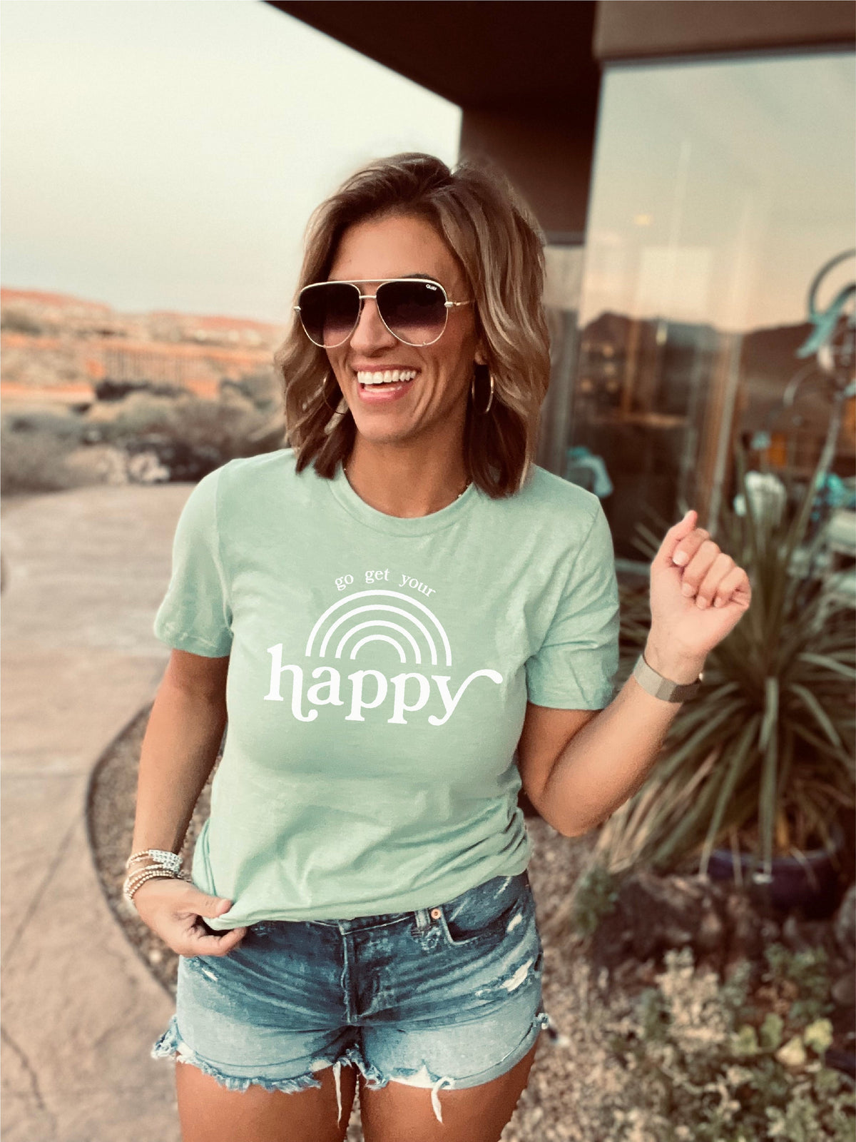 Go get your happy tee Short sleeve miscellaneous tee Bella Canvas 3001 