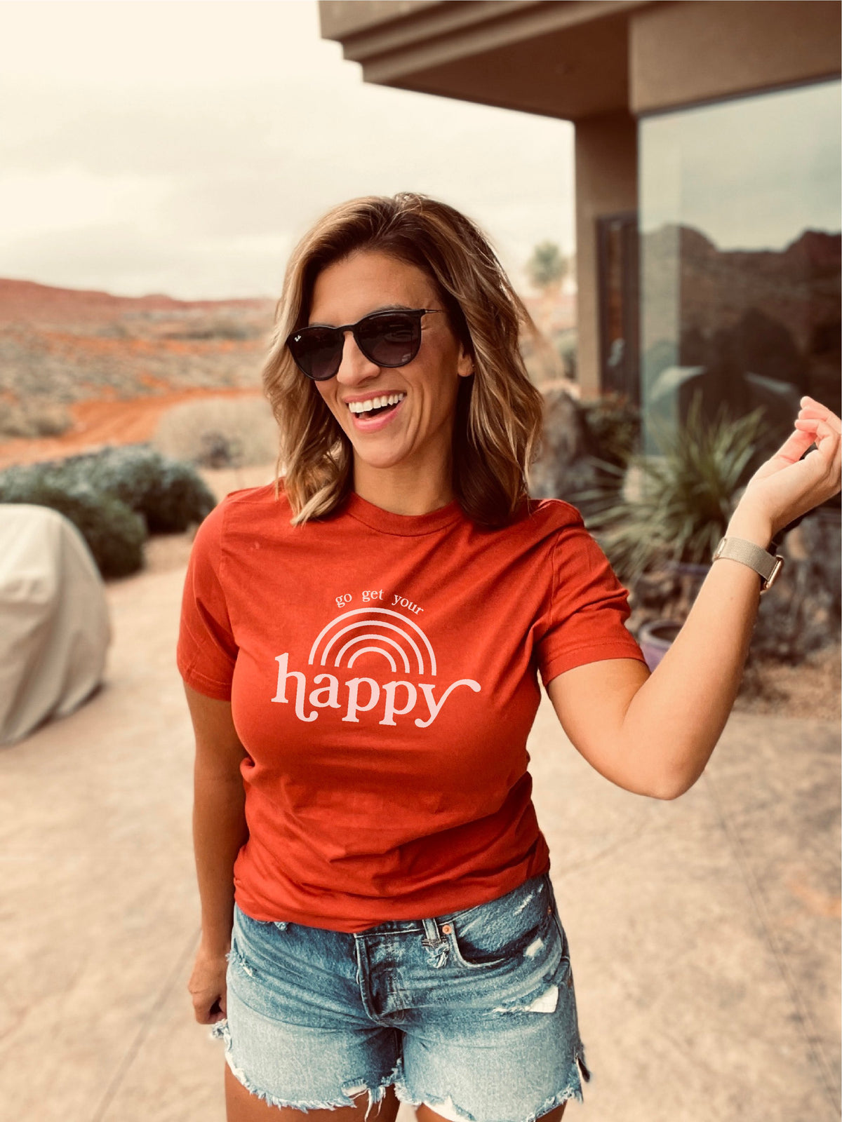 Go get your happy tee Short sleeve miscellaneous tee Bella Canvas 3001 