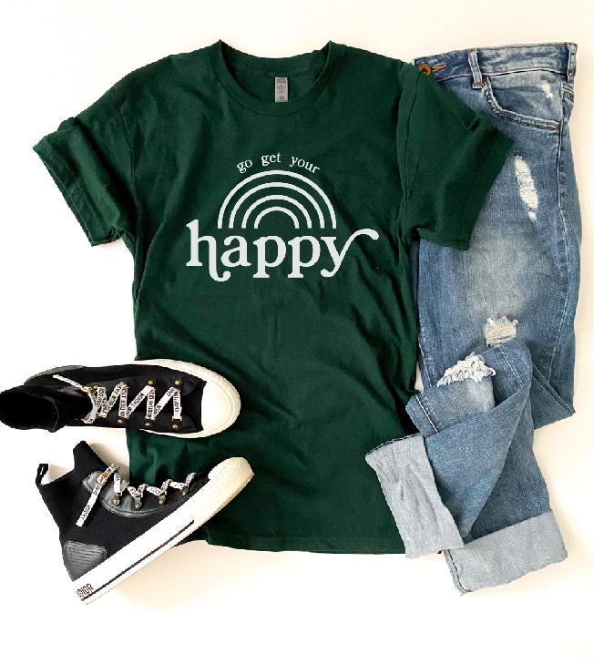 Go get your happy tee Short sleeve miscellaneous tee Bella Canvas 3001 