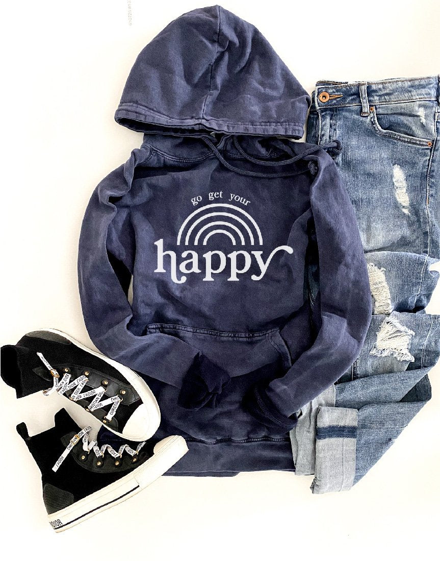 Go get your happy vintage wash hoodie Edgy hoodie Lane Seven vintage hoodie XS Vintage navy 