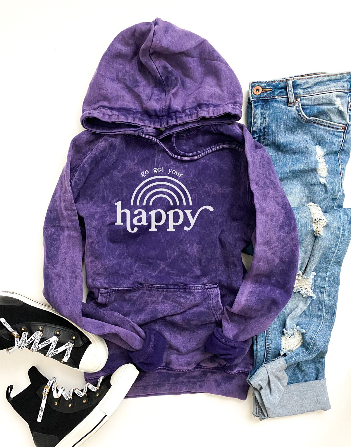 Go get your happy vintage wash hoodie Edgy hoodie Lane Seven vintage hoodie XS Vintage purple 