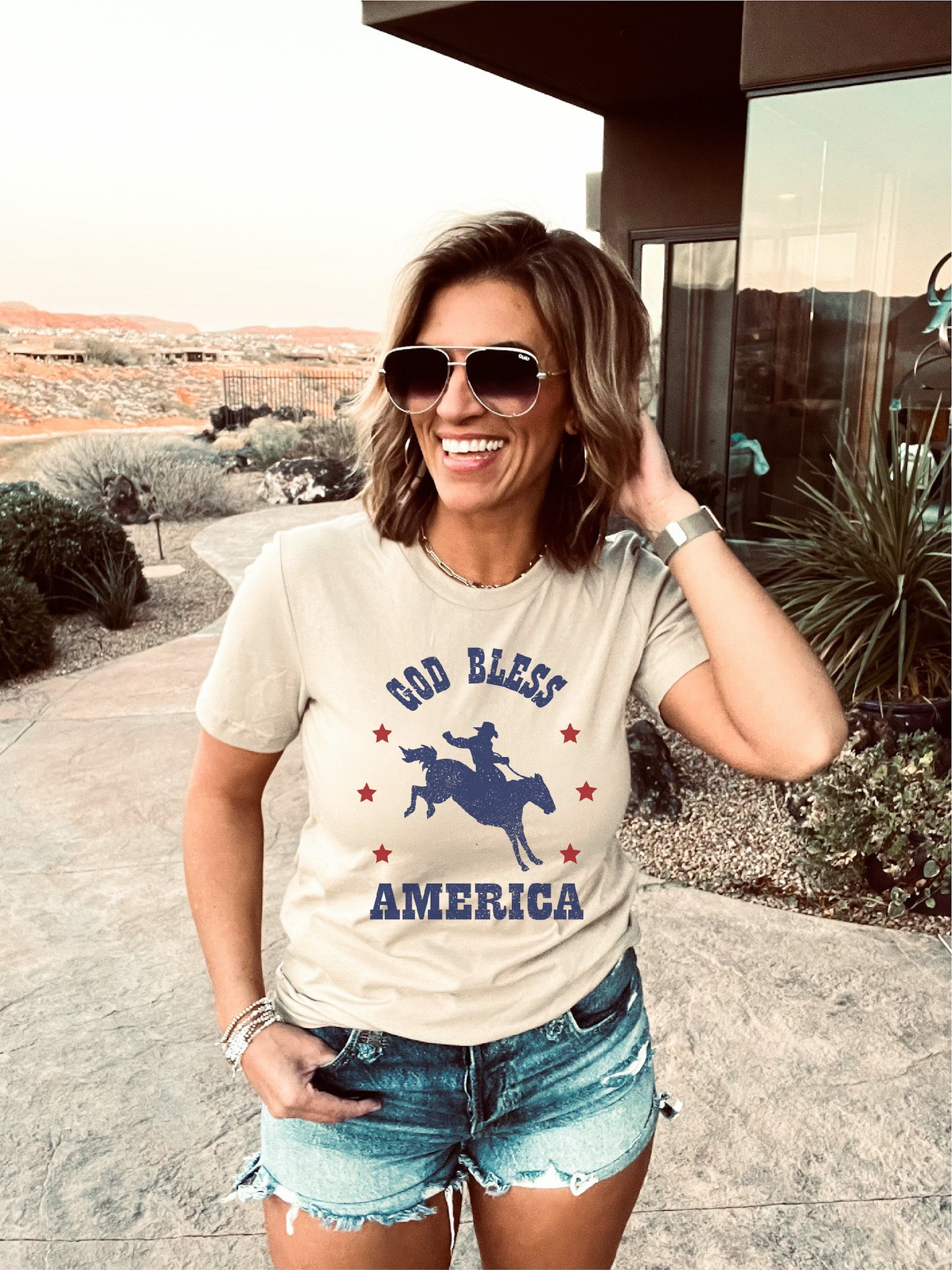 God bless America tee Short sleeve patriotic tee Bella Canvas 3001 dust 