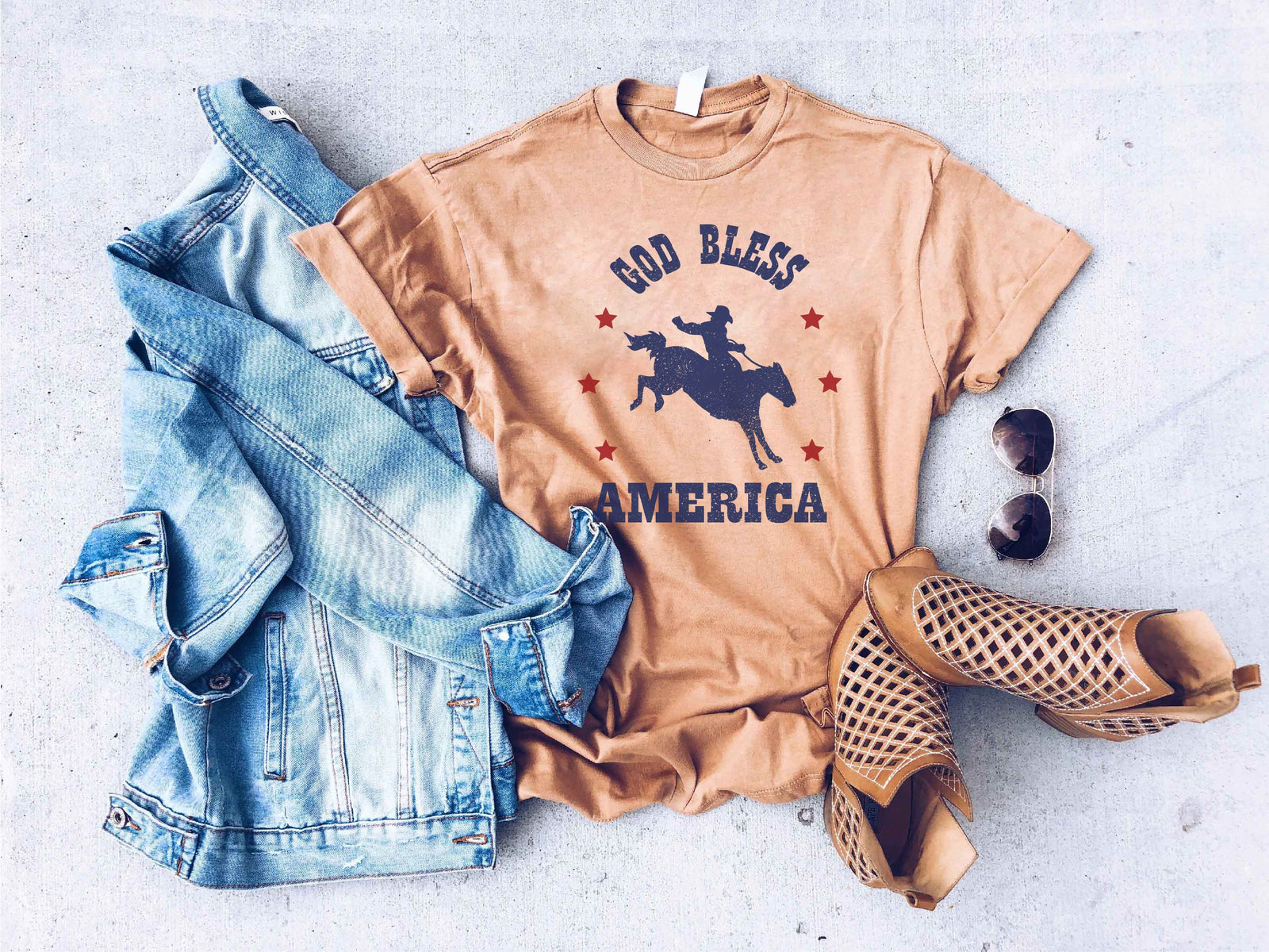 God bless America vintage wash tee Short sleeve patriotic tee Lane Seven vintage tee 