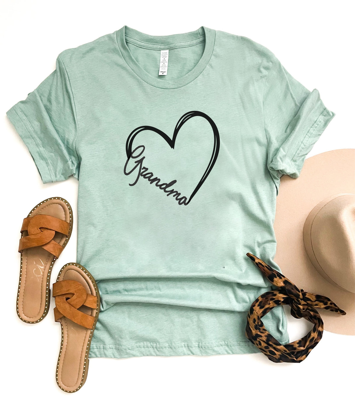 Grandma heart tee Short sleeve mom tee Bella Canvas 3001 XS Heather prism dusty blue 