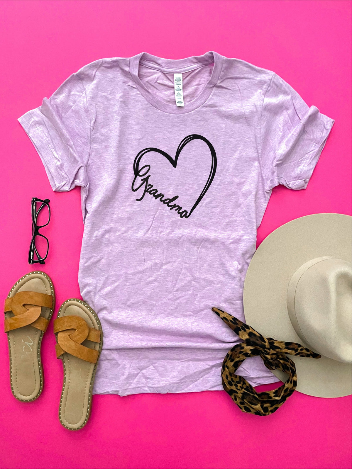 Grandma heart tee Short sleeve mom tee Bella Canvas 3001 XS Heather prism lilac 