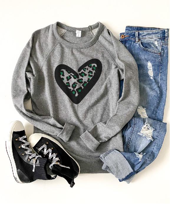 Green leopard heart french terry raglan St patty day French Terry raglan Lane seven French Terry raglan 