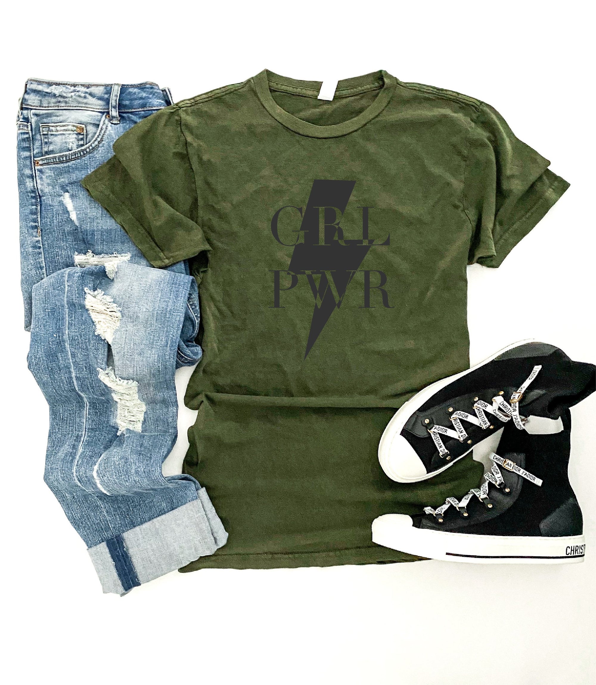 Grl pwr unisex vintage wash tee Short sleeve miscellaneous tee Lane Seven vintage tee 
