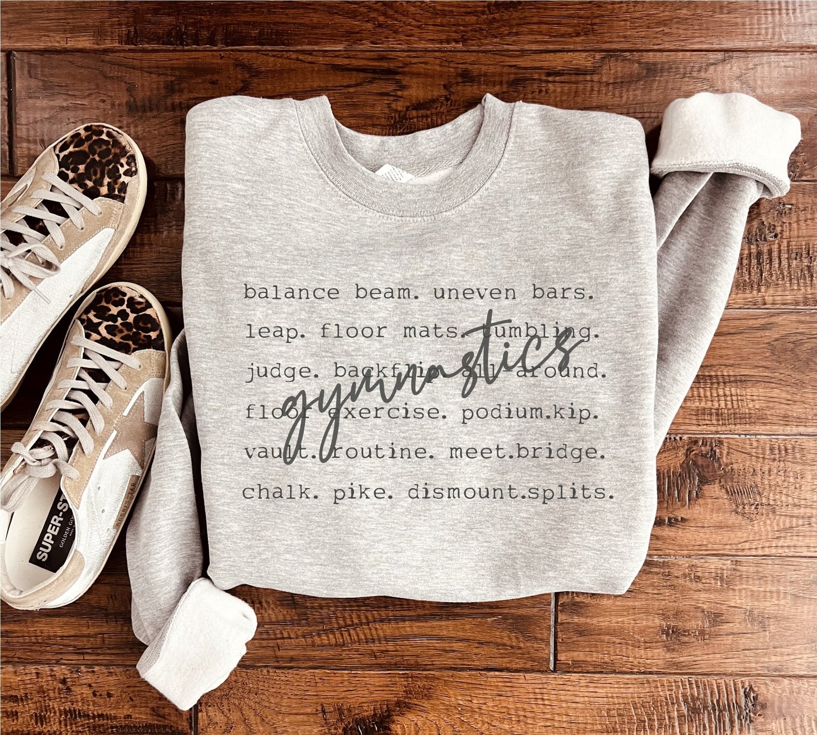 Gymnastics words basic sweatshirt Sports collection Gildan 18000 sweatshirt 