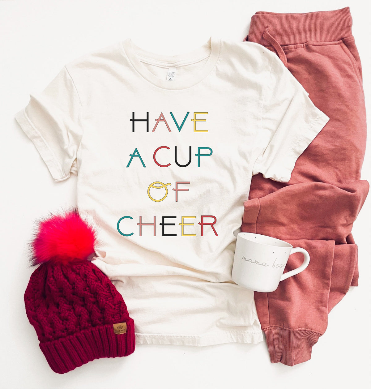 Have a cup of cheer tee Short sleeve holiday tee Bella Canvas 3001 oatmeal 