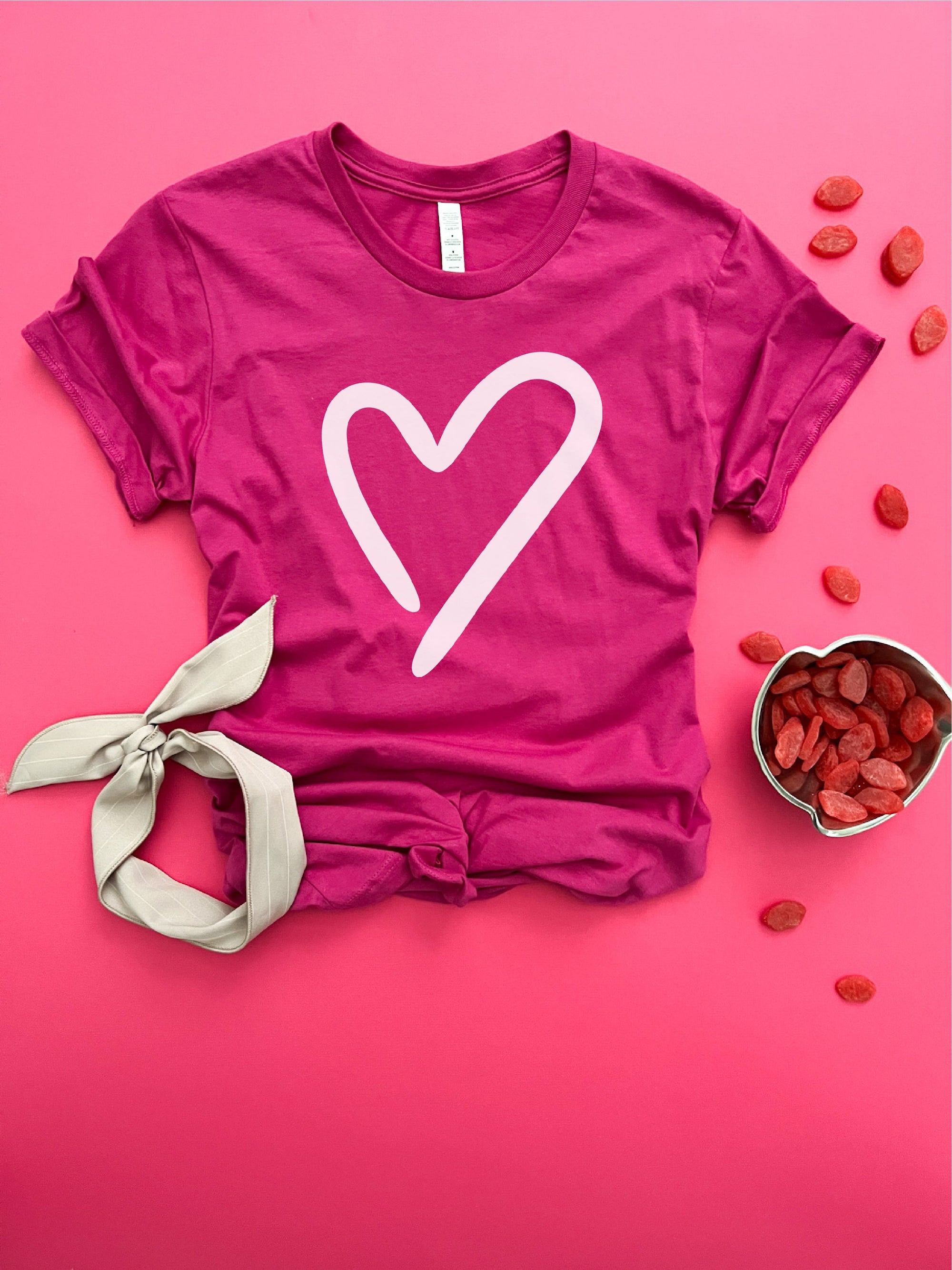 Heart tee Short sleeve valentines day tee Bella canvas 3001 XS Berry 