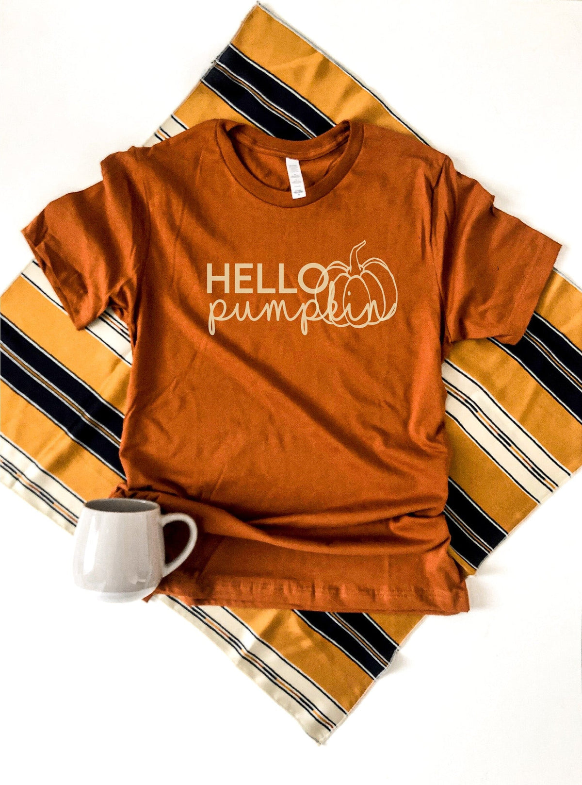 Hello pumpkin tee Short sleeve fall tee Bella 3001 Autumn 