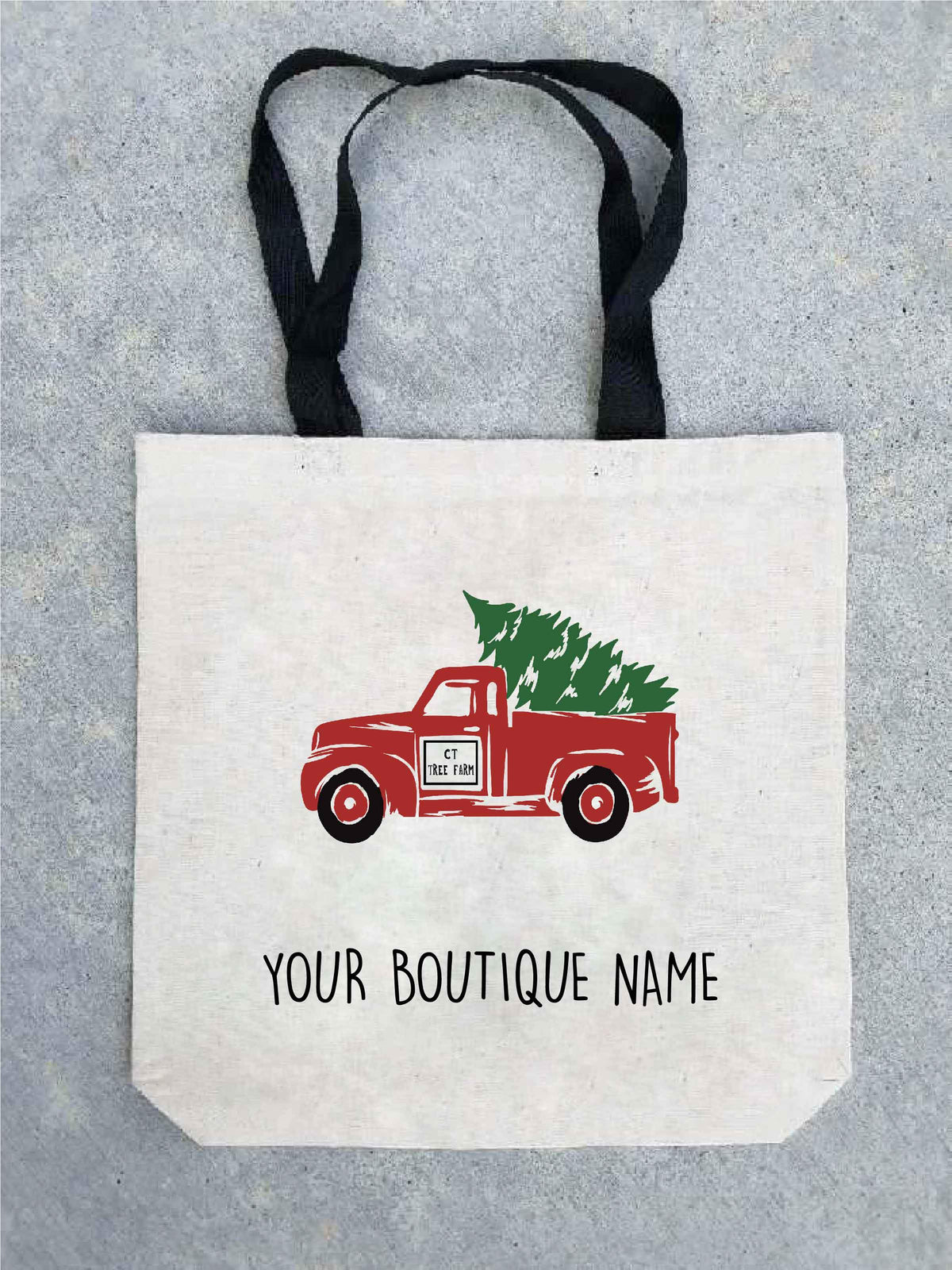 Holiday tote bag- customizable! Tote bag Costa Threads Christmas truck tote bag w/boutique name 