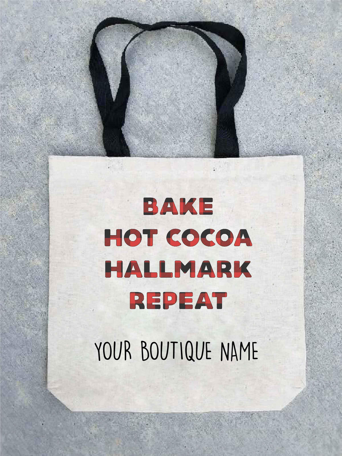 Holiday tote bag- customizable! Tote bag Costa Threads Hallmark repeat tote bag w/boutique name 