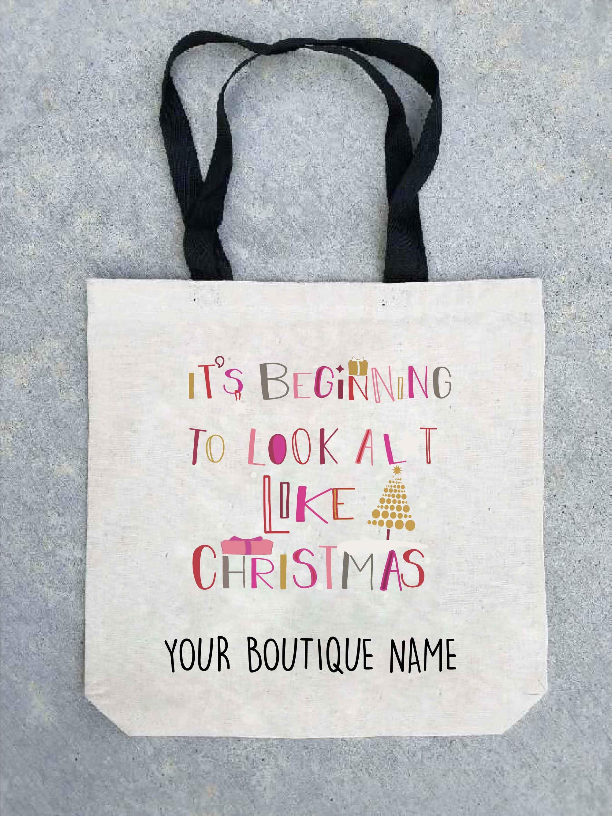 Holiday tote bag- customizable! Tote bag Costa Threads It's beginning to look tote bag w/boutique name 