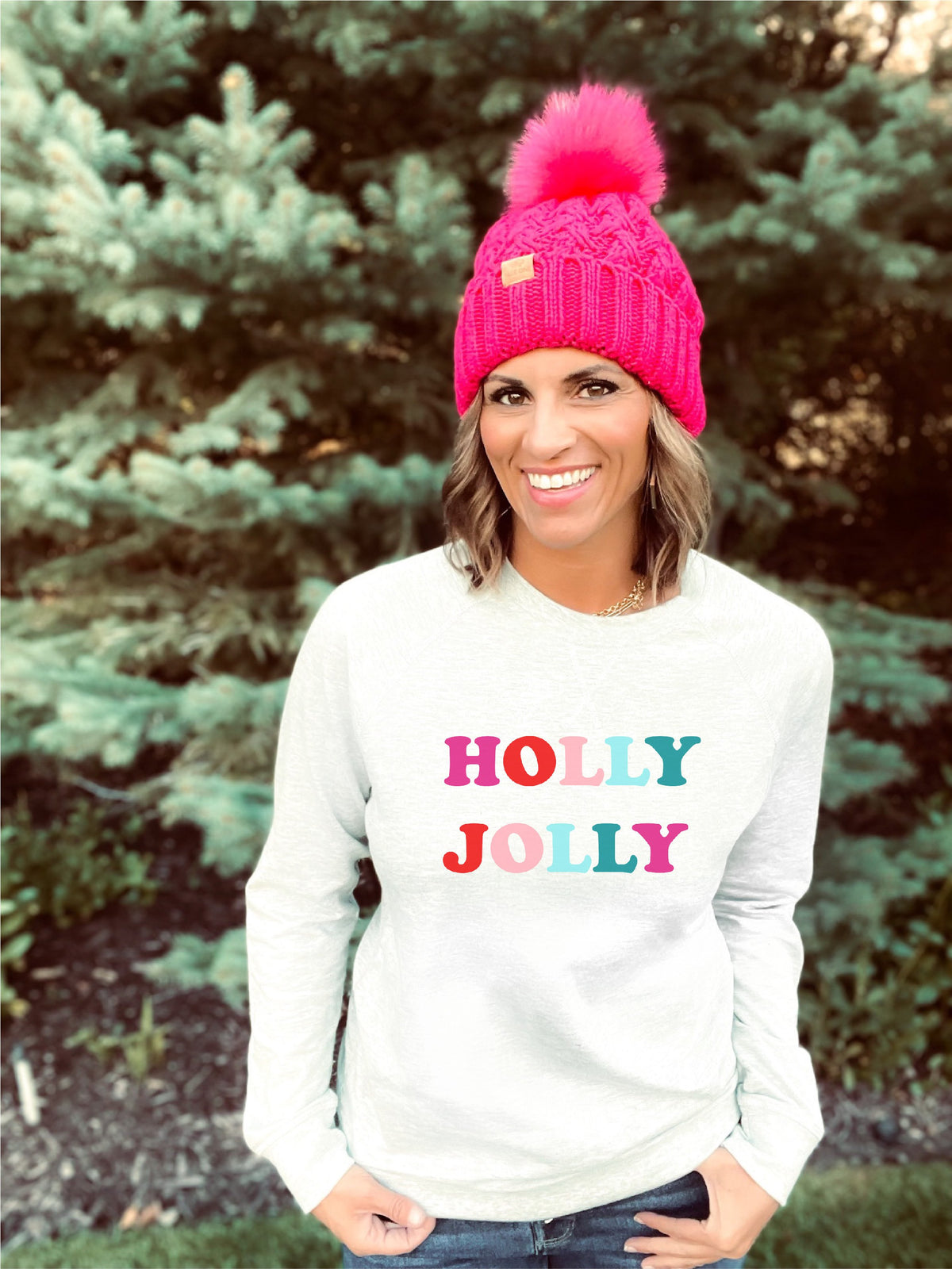 Holly Jolly french terry raglan Holiday French Terry raglan Independent trading ss1000c White XS 