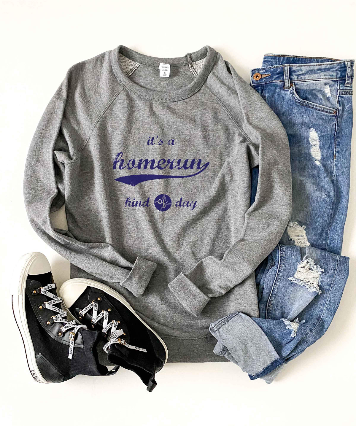 Homerun kind of day french terry raglan sweatshirt Baseball french Terry raglan Lane seven French Terry raglan 