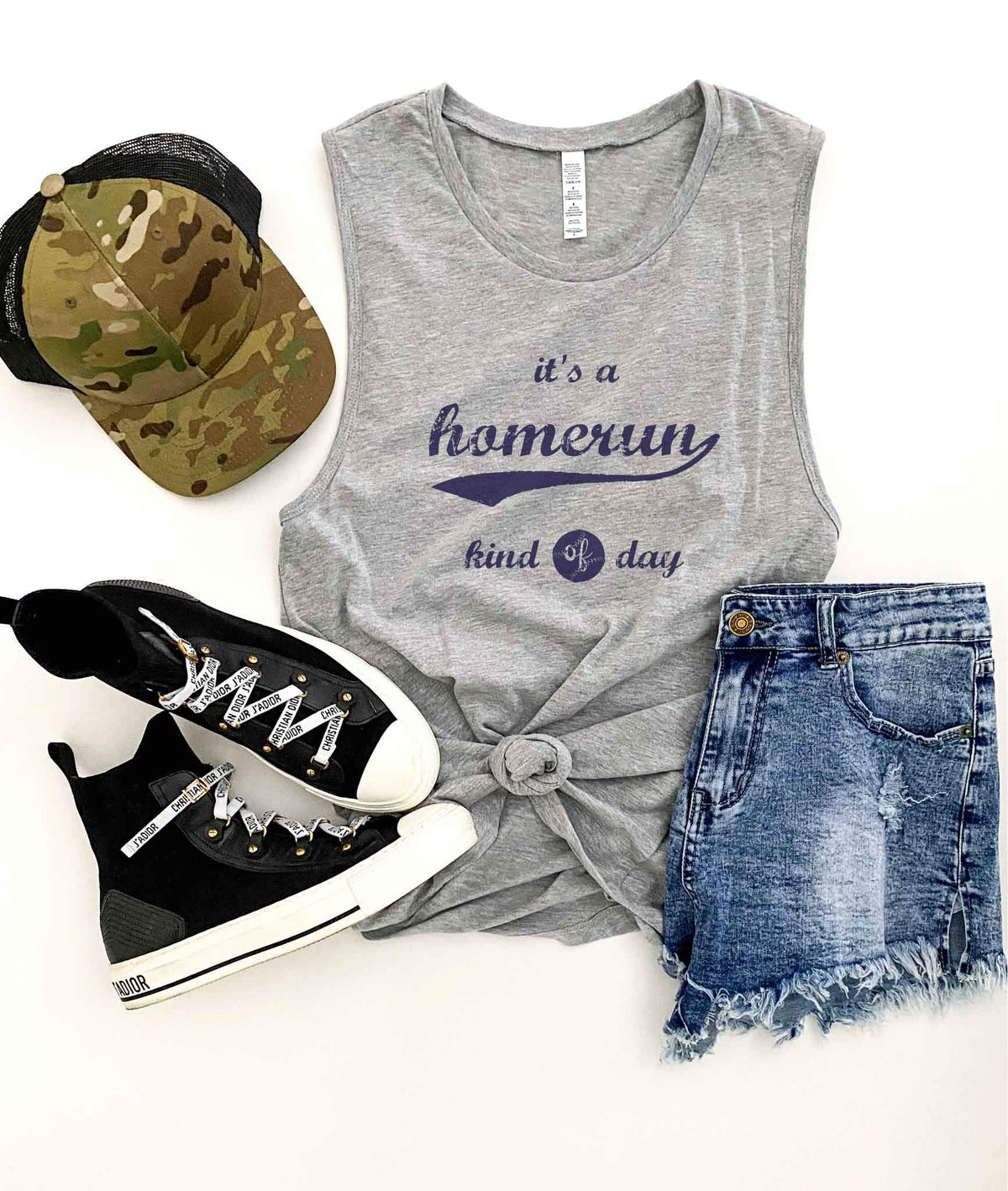 Homerun kind of day unisex muscle tank Baseball french Terry raglan Bella Canvas 6003 muscle tank 