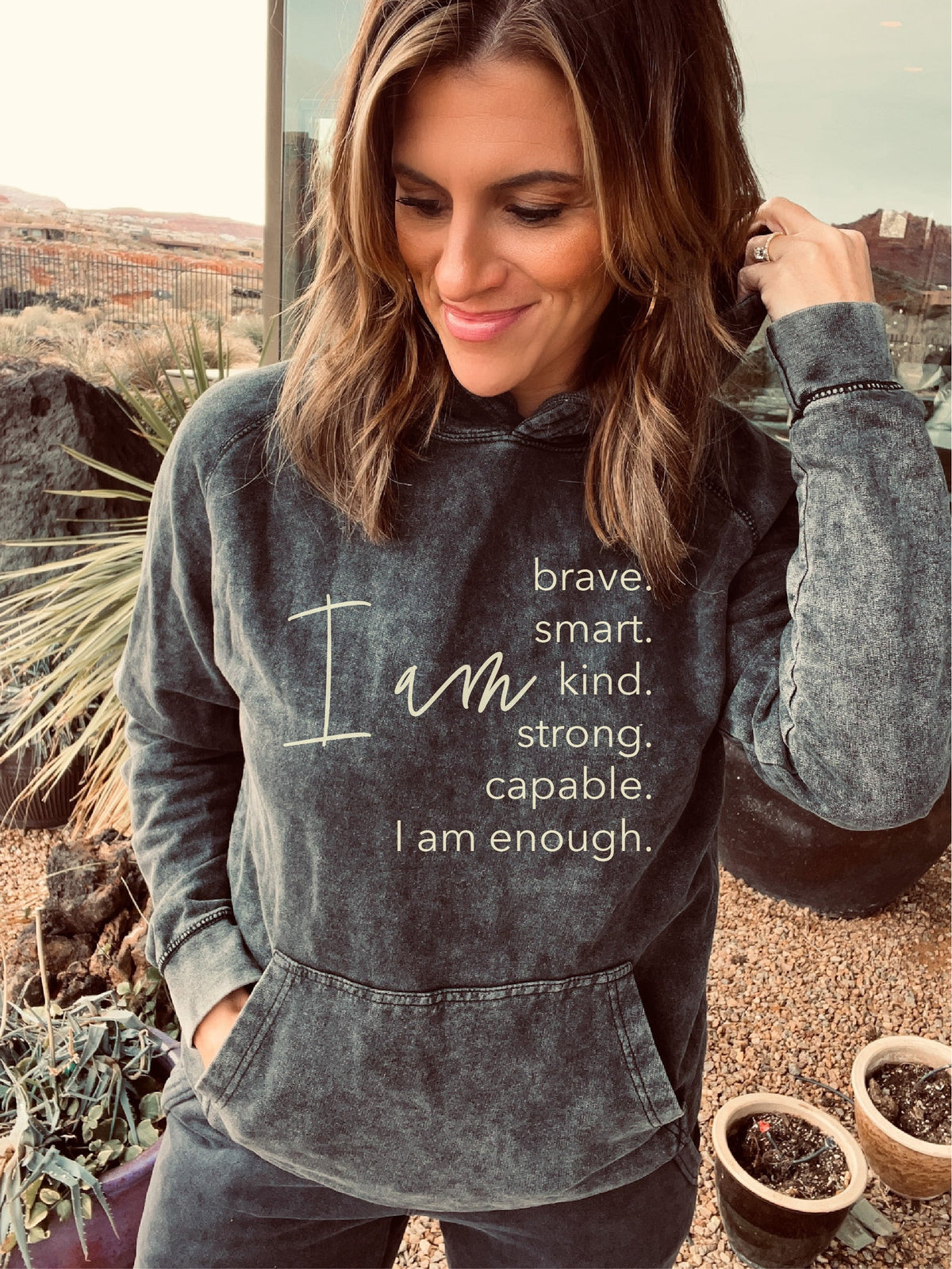 I am vintage wash hoodie Affirmation collection Lane Seven vintage hoodie 