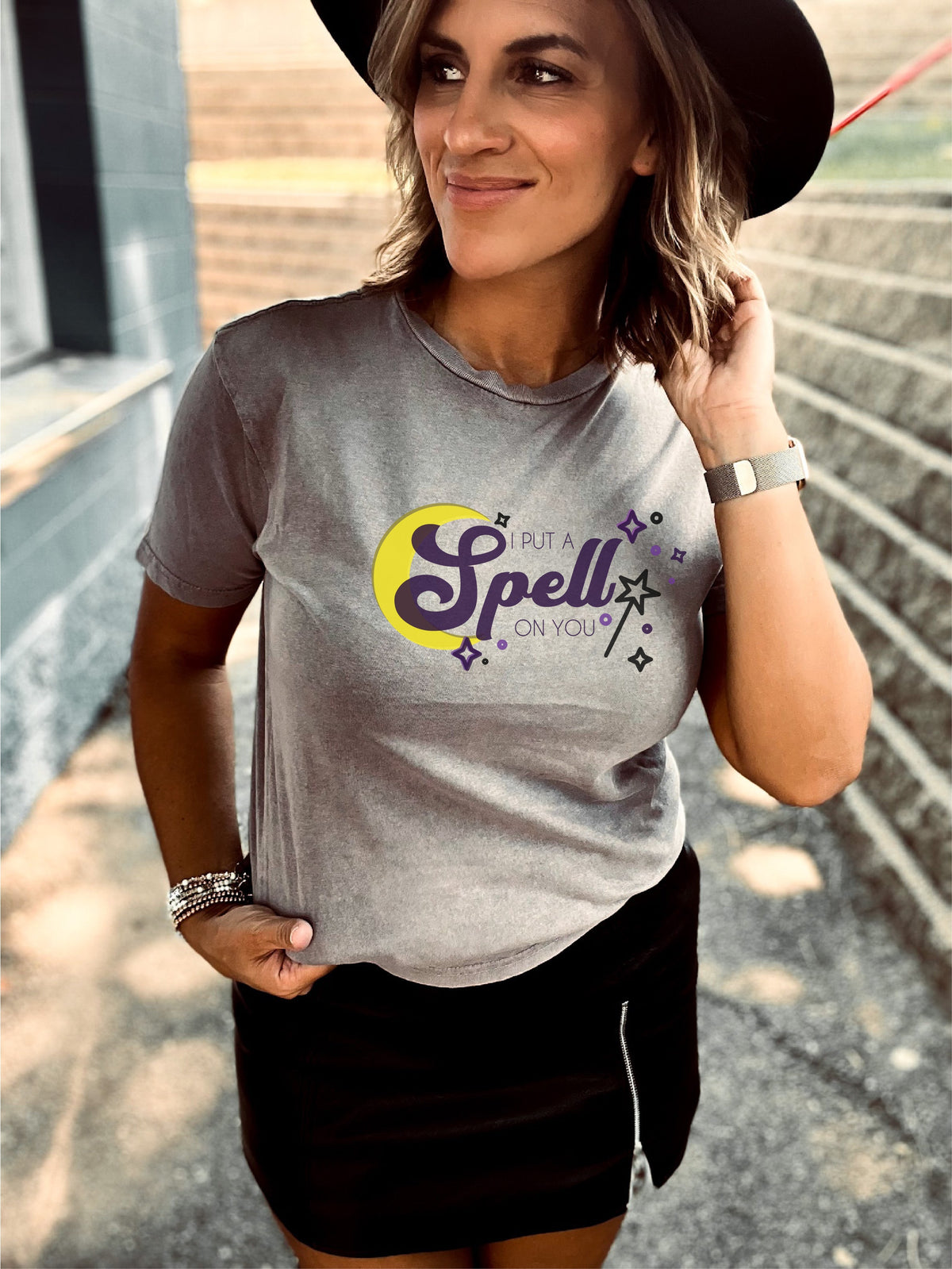 I put a spell on you vintage wash tee Fall tee Lane Seven Vintage Zinc 