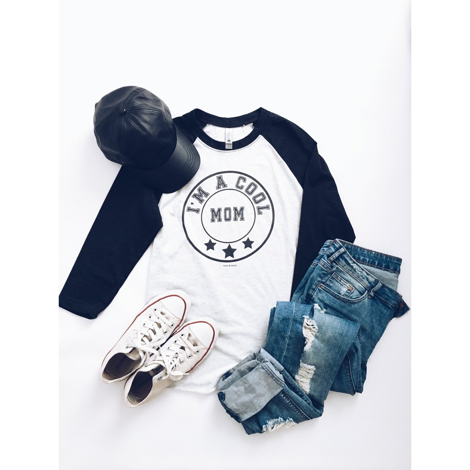 I'm a cool mom baseball tee Baseball mom themed tee Next Level 6051 baseball tee heather white/heather black 
