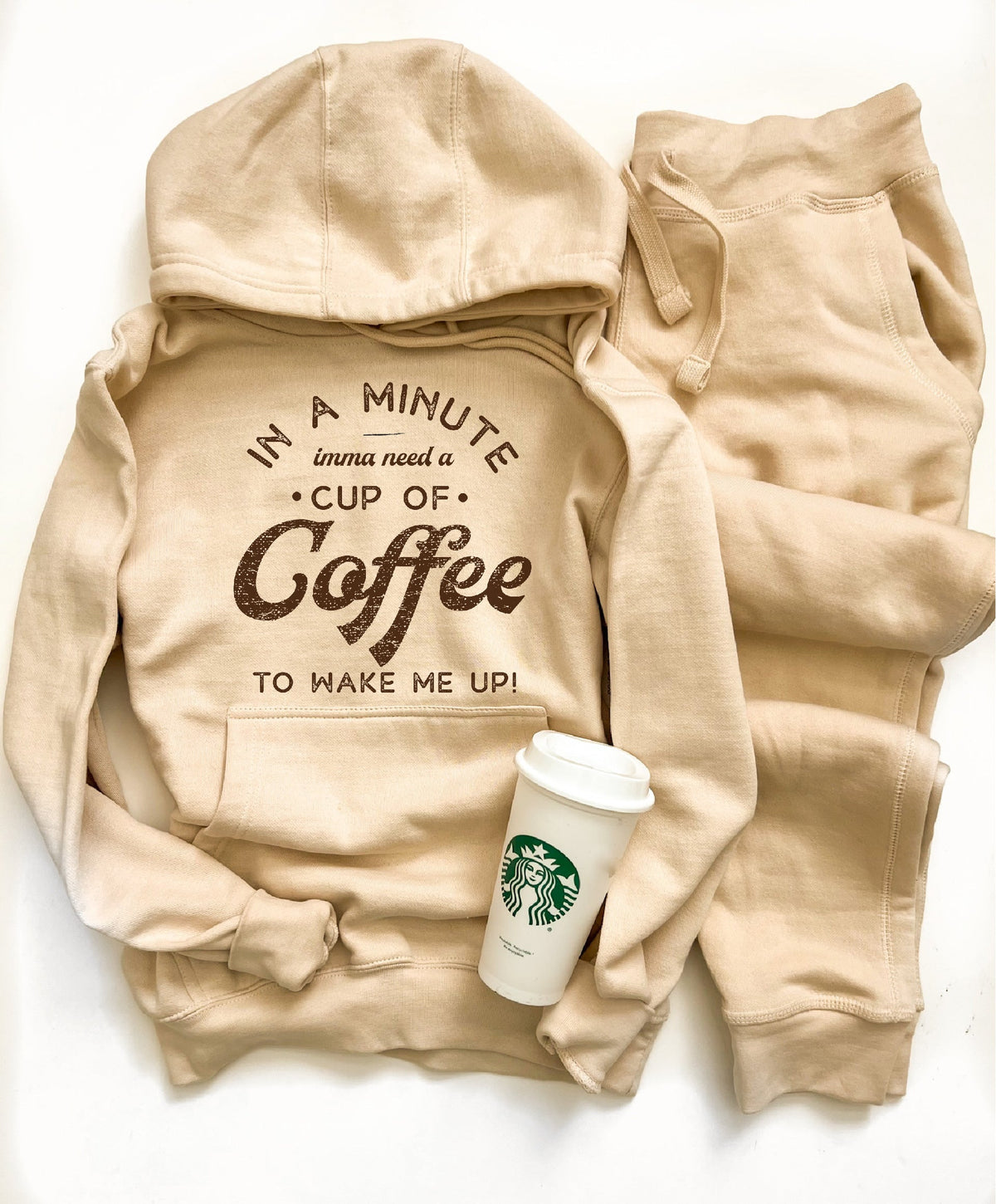 In a minute imma need a cup of coffee fleece hoodie Holiday French Terry raglan Lane seven premium fleece hoodie 