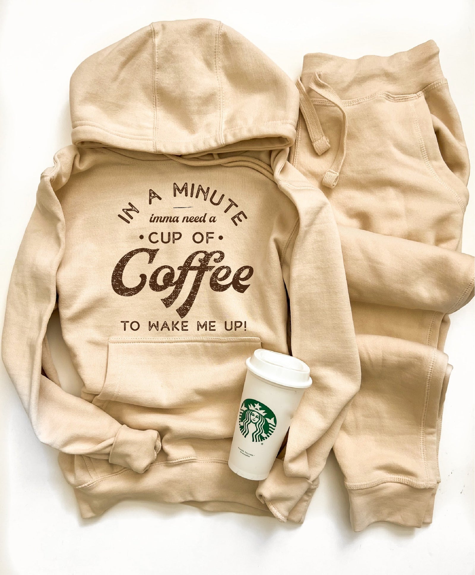 In a minute imma need a cup of coffee fleece hoodie Holiday French Terry raglan Lane seven premium fleece hoodie 