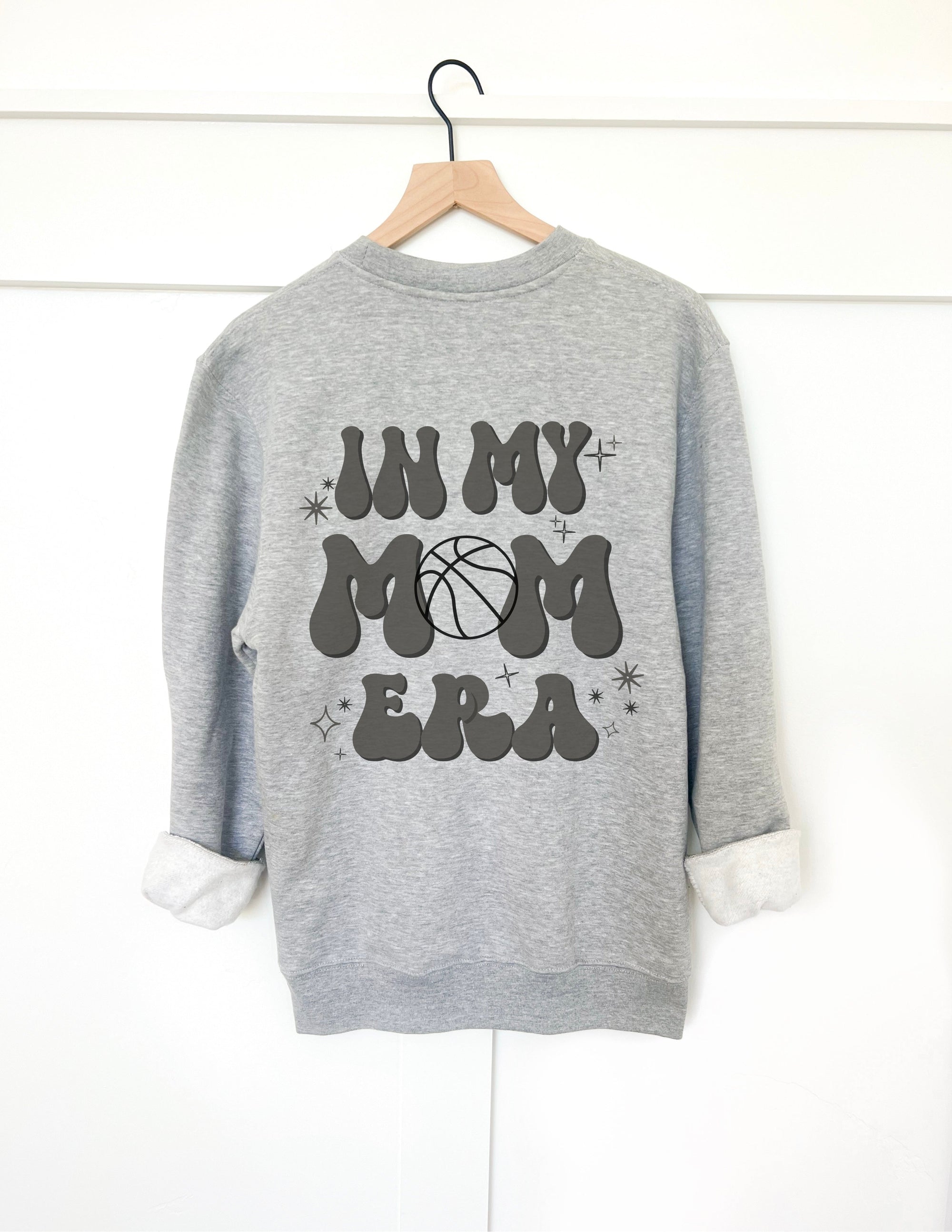 In my basketball mom era back print basic sweatshirt Sports collection Gildan 18000 sweatshirt 