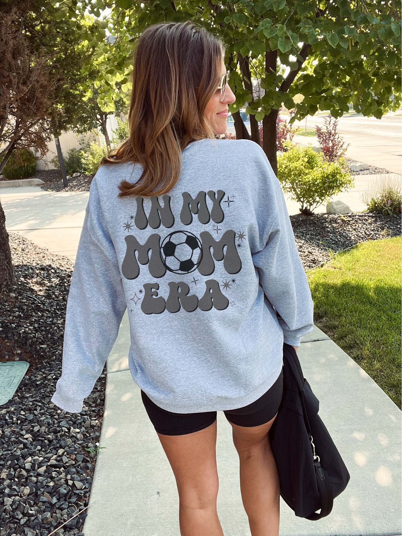 In my soccer mom era back print basic sweatshirt Affirmation collection Gildan 18000 sweatshirt 